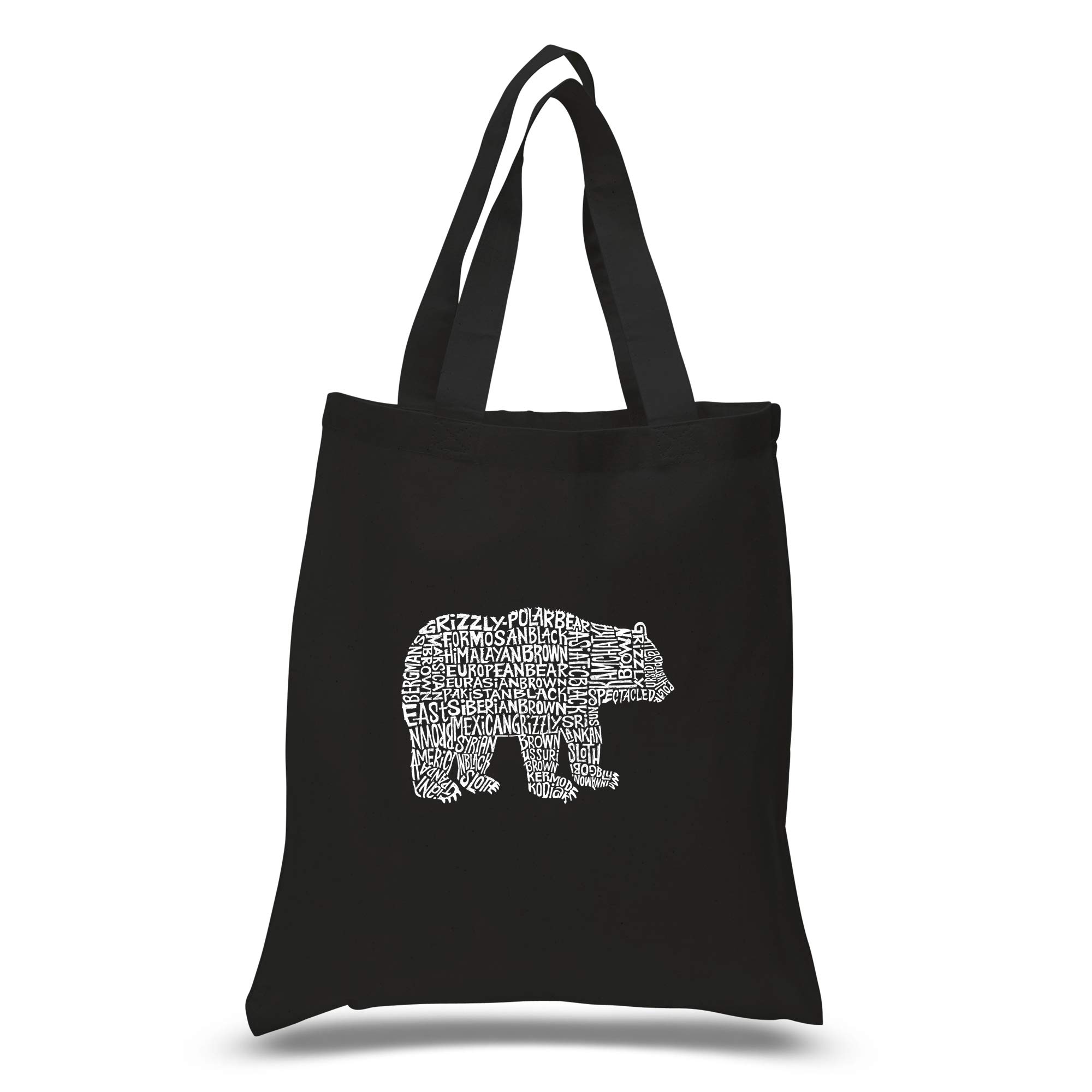 LA Pop Art Small Word Art Tote Bag - Bear Species Design | Cute Canvas Shopping Bag for Women | Perfect for Grocery, Beach & Daily Use