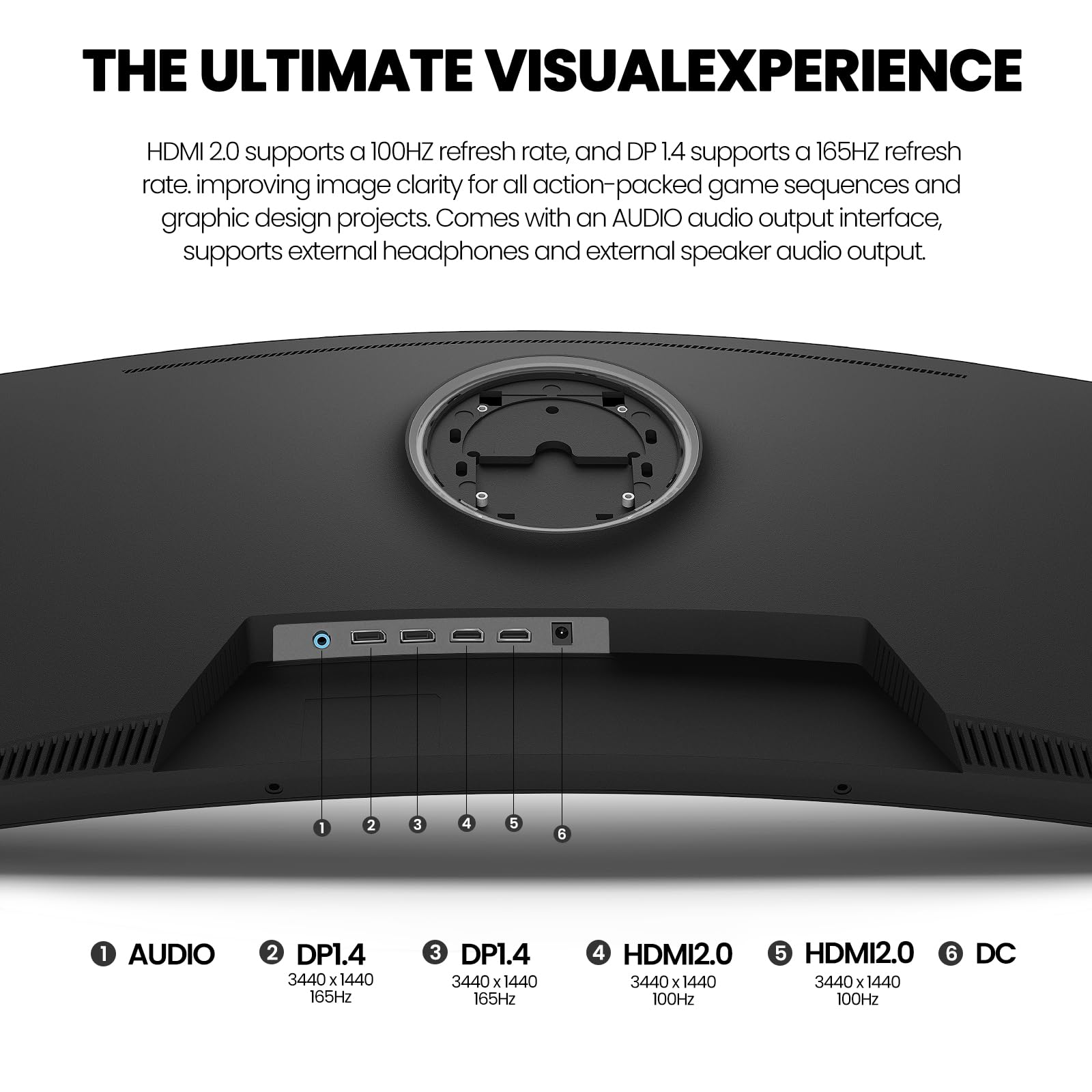 CRUA 34 Inch Ultrawide Curved Gaming Monitor - WQHD 3440x1440p, 144Hz/165Hz, 120% sRGB, AMD FreeSync, VESA Mountable (HDMI, DP) - Black | Perfect for Immersive PC Gaming, Home Office & Multimedia Entertainment