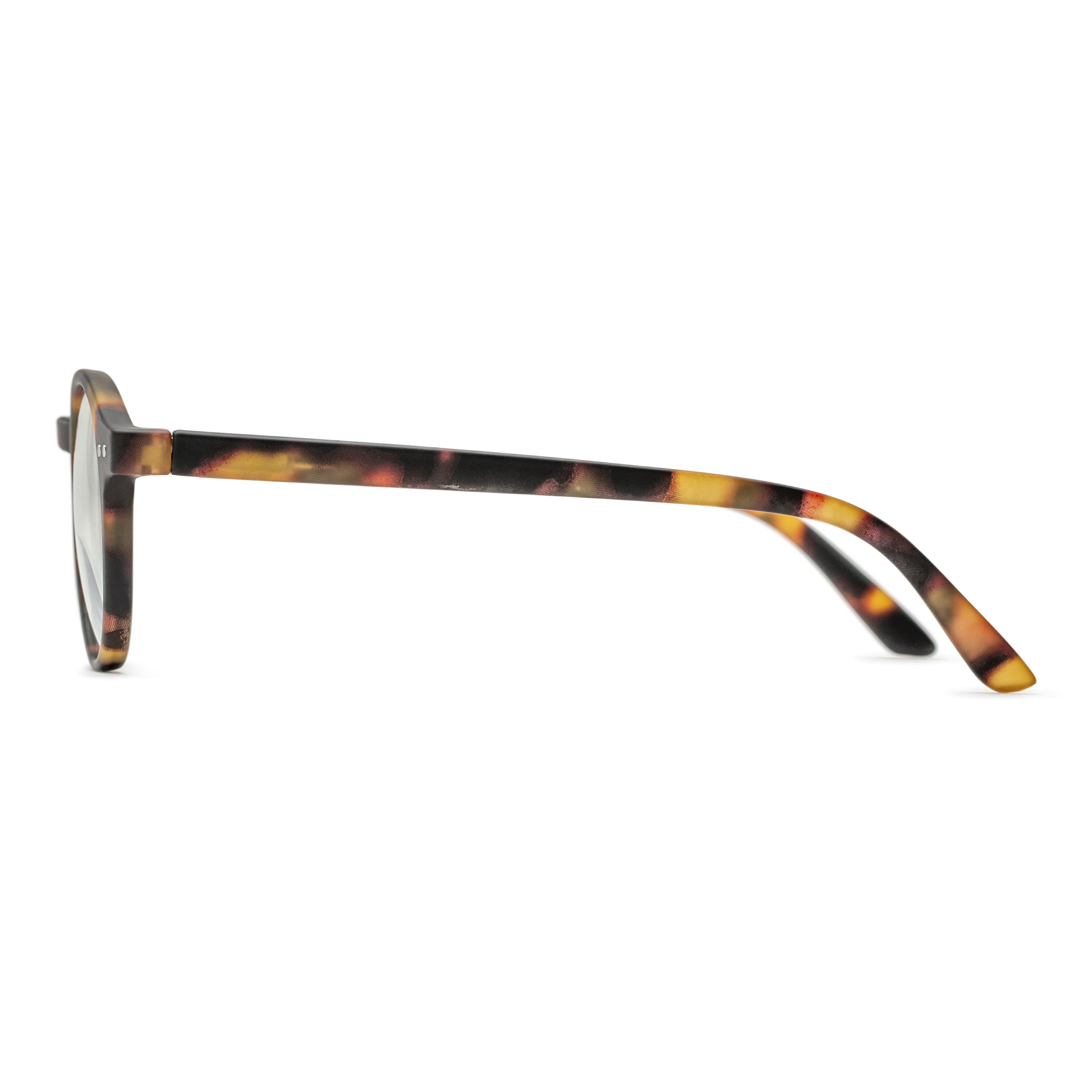 Foster Grant Everett Pop of Power Bifocal Blue Light Blocking Round Reading Glasses for Men & Women - Computer, Office & Screen Use