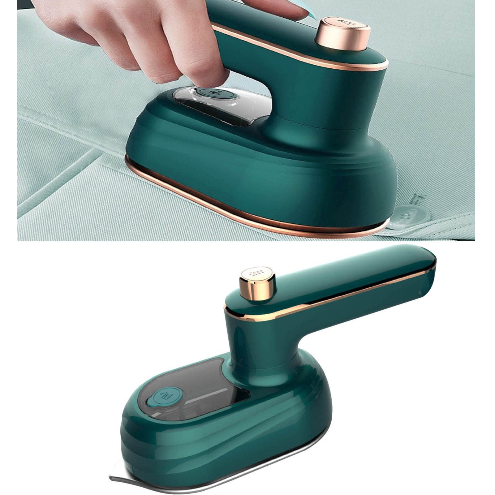Portable Mini Steam Iron - Handheld Garment Steamer for Clothes, Tablecloths & Fabrics | Fast Heating, Lightweight Travel Iron | Perfect for Home, Office & Outdoor Use | Green