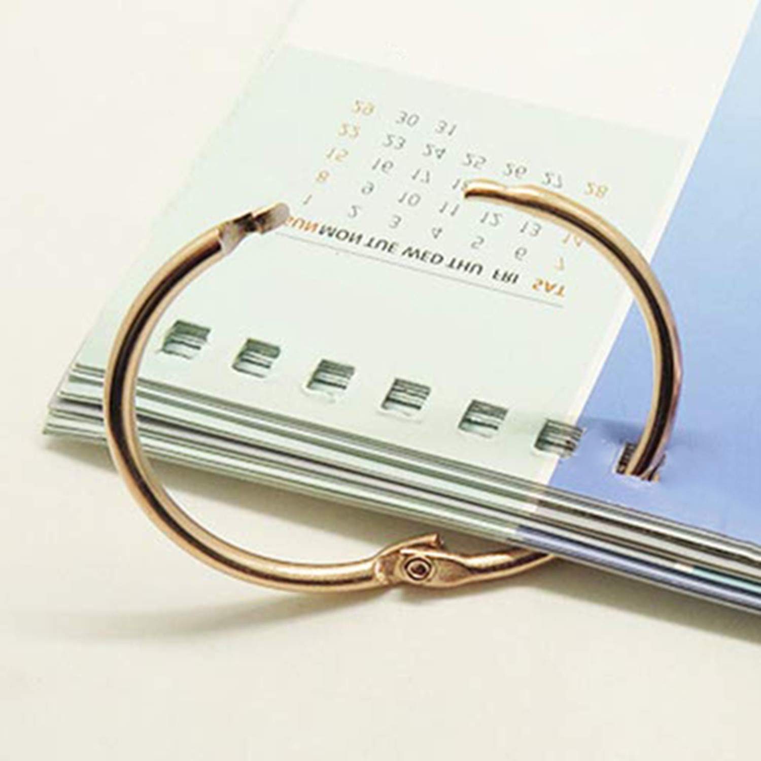 XMHF 2 Inch (5 Pack) Nickel Plated Steel Loose Leaf Binder Rings - Durable Keychain Key Rings & Metal Book Rings in Golden Finish - Perfect for School Binders, Home Organization & Office Supplies