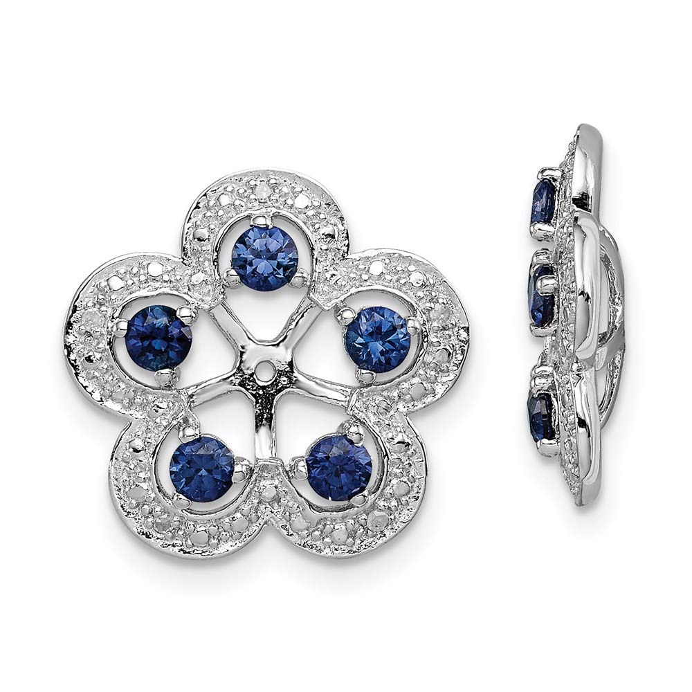 925 Sterling Silver Diamond & Lab-Created Sapphire Earring Jackets for Women | Fine Jewelry Gifts for Her | Perfect for Weddings, Parties & Special Occasions