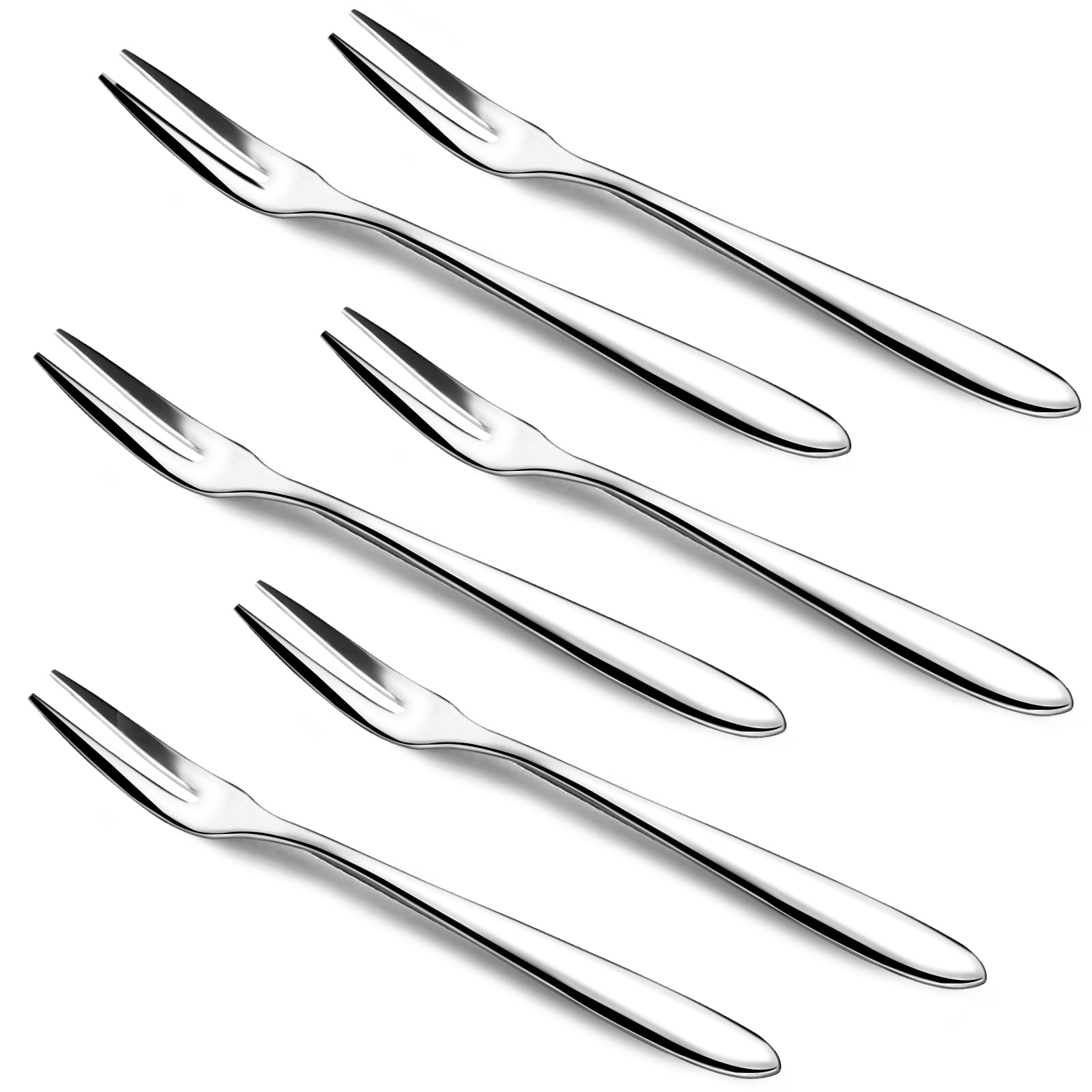 6-Piece Premium Stainless Steel Escargot Forks Set - Mirror Polished Silver Dessert Forks for Cake, Fruit Salad, Appetizers, Crab & Seafood - Dishwasher Safe Elegant Dinnerware for Fine Dining & Home Entertaining