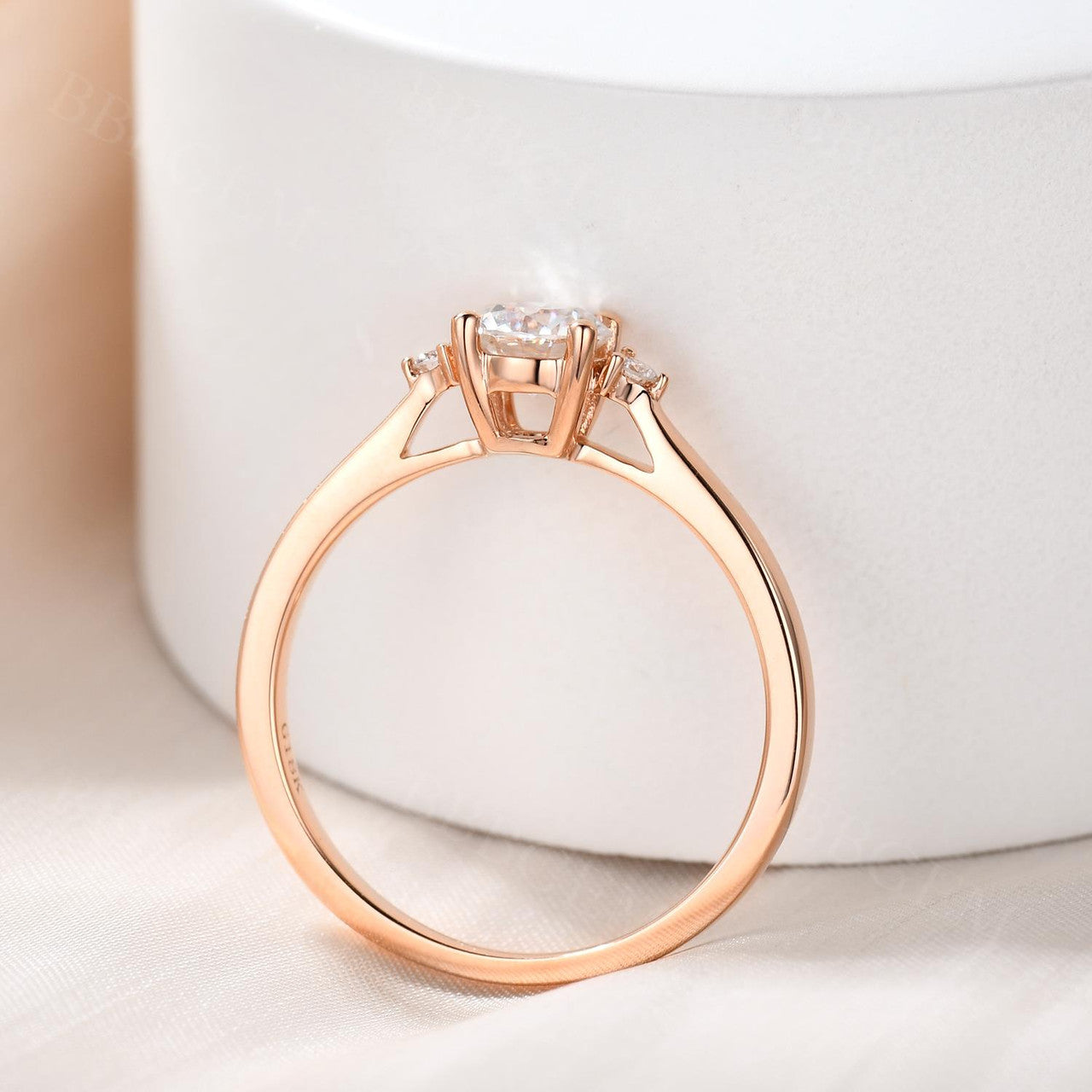 14K/18K Yellow Gold Moissanite Diamond Engagement Ring - 0.5 Carat Three Stone Promise Ring for Women, Wedding, Anniversary & Proposal