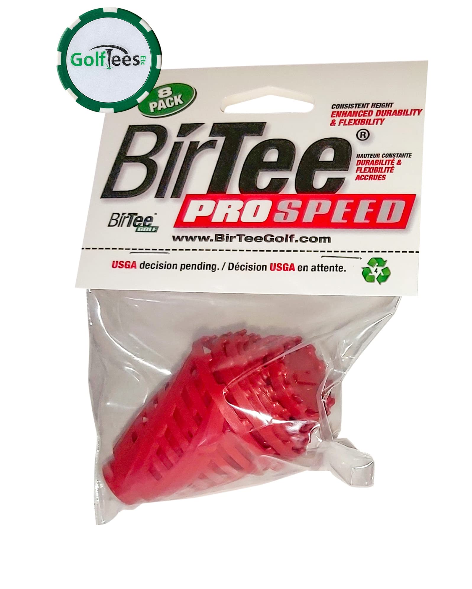 Premium Golf Tees PRO Speed Version - 8 Pack with Enhanced Durability for Indoor Golf, Golf Simulator & Winter Play - Includes Exclusive Red Poker Chip Ball Marker - Perfect for Driving Range, Backyard Practice & Virtual Golf Sessions