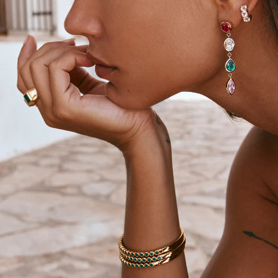 FAIRLEY Lagos Cocktail Earrings for Women - Elegant Gold Dangle Earrings for Party, Wedding & Evening Wear - Perfect Gift for Her