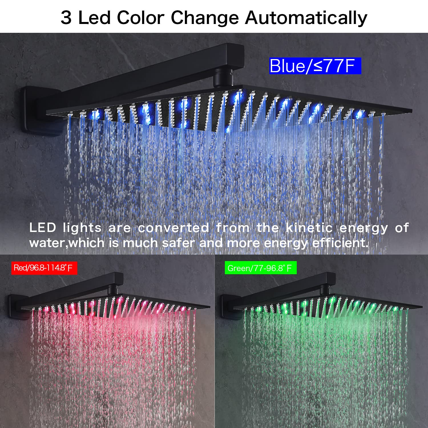 10 Inch LED Rain Shower Head with Handheld Spray - Matte Black Wall Mount Shower System for Modern Bathrooms - Perfect for Spa-Like Relaxation and Water Saving