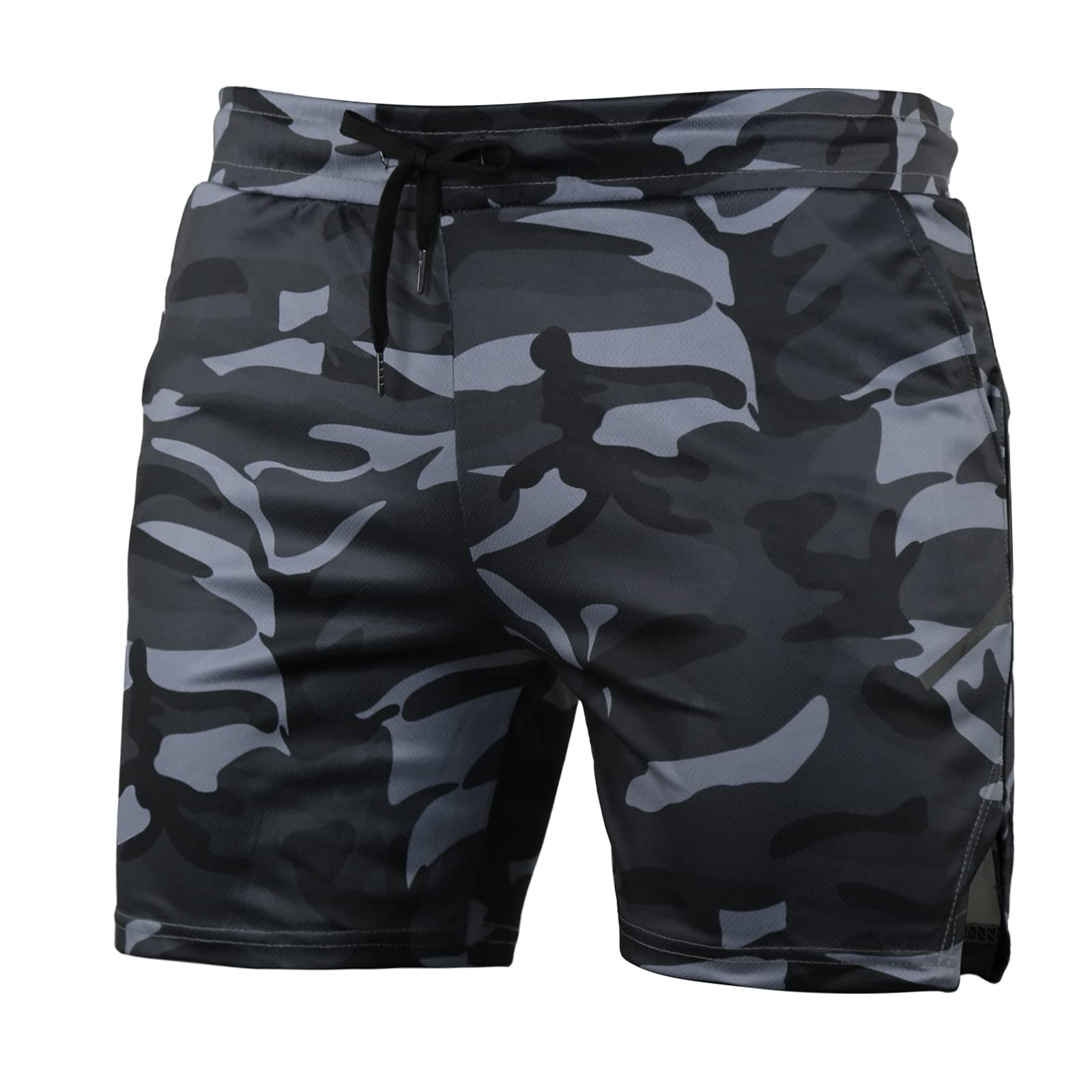 CEHT Men's Workout Running Shorts - Lightweight Athletic Gym Shorts with Zipper Pockets for Jogging, Training & Fitness