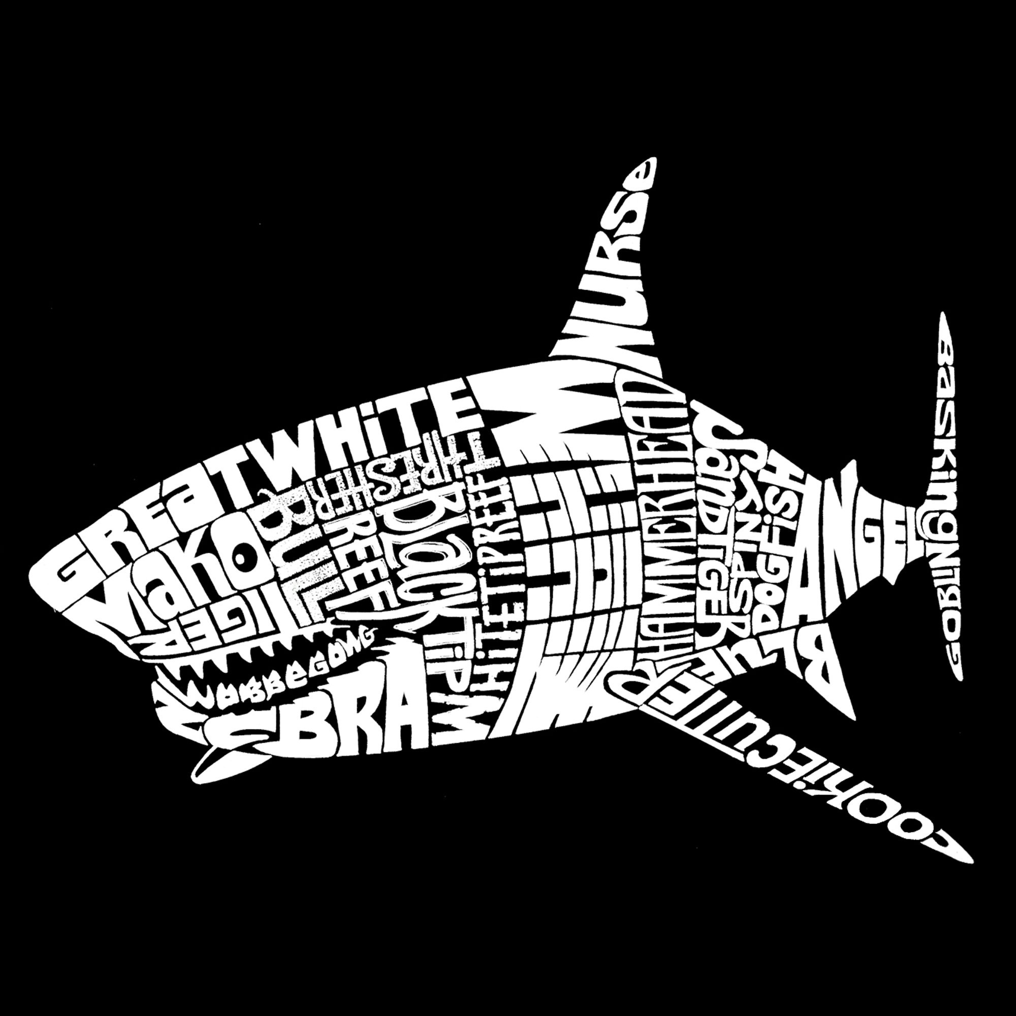 LA POP ART Girls' Word Art Hooded Sweatshirt - Shark Species Design | Trendy Graphic Pullover for Teens & Women | Perfect for School, Streetwear & Casual Outings