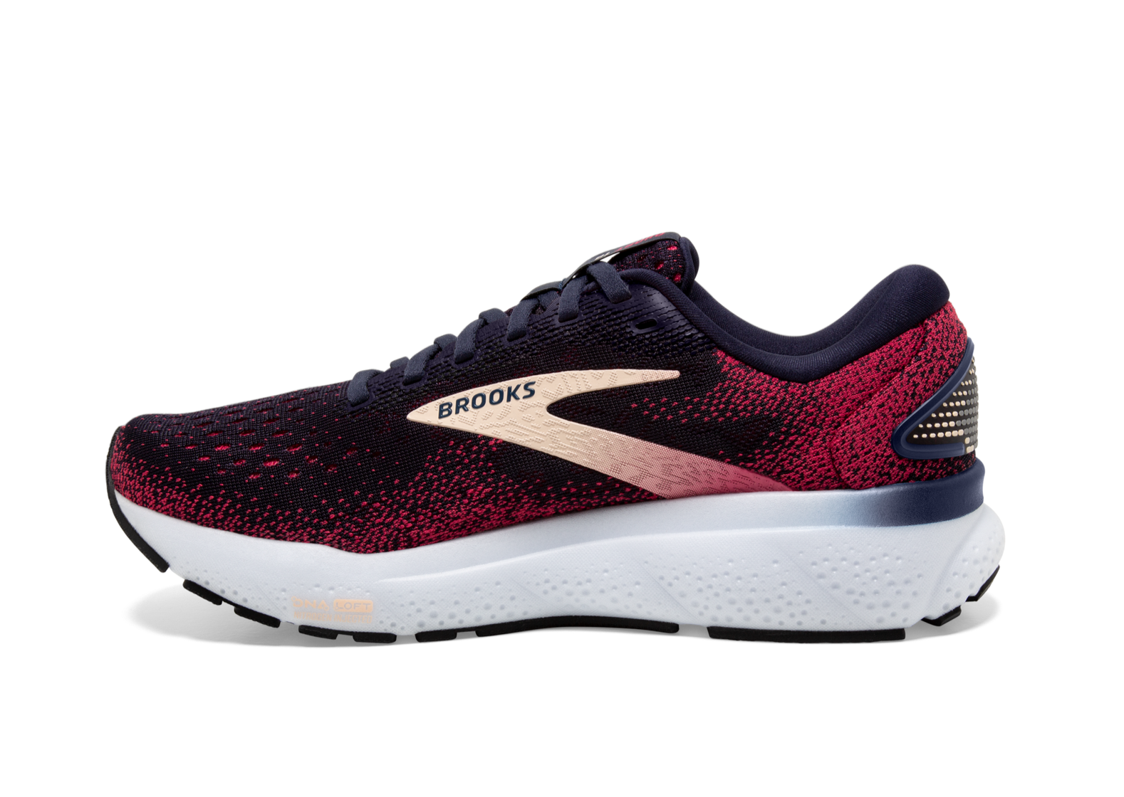 Brooks Ghost 16 Women's Running Shoes (B Width) - Peacoat/Raspberry/Apricot | Lightweight Cushioned Sneakers for Road Running, Jogging & Gym Workouts