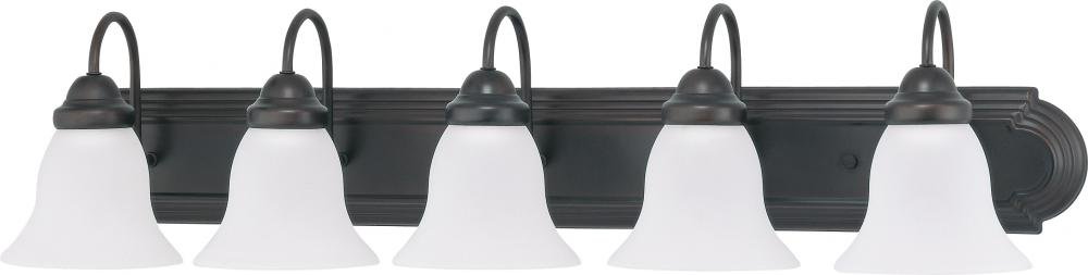 Nuvo 60/3164 Ballerina 5-Light Wall Vanity Fixture in Mahogany Bronze with Frosted Glass - Perfect for Bathroom, Dressing Room & Bedroom Lighting