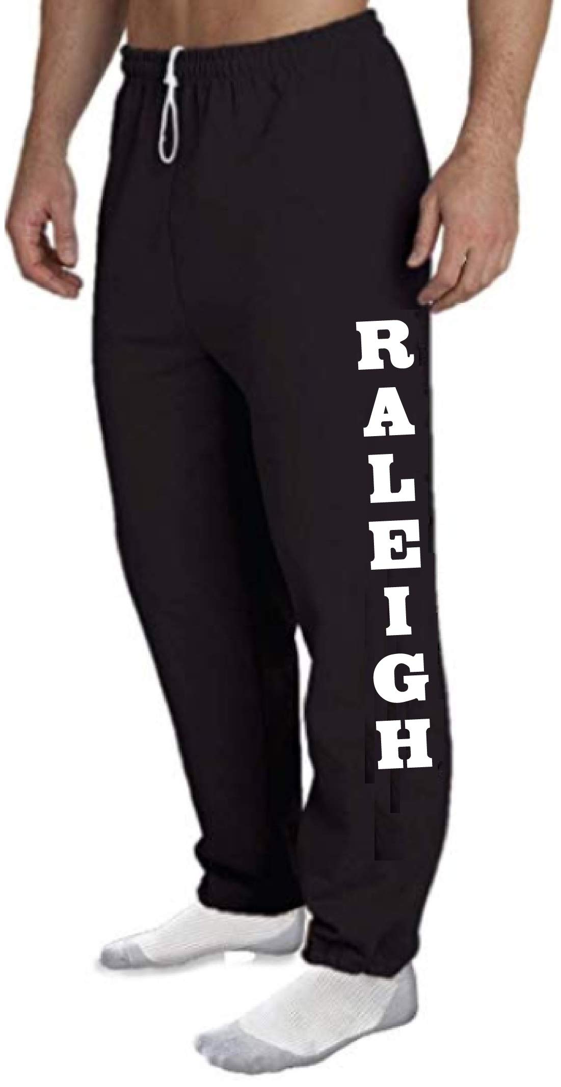 STUFF WITH ATTITUDE Raleigh Open Bottom Black Sweatpants for Men - Comfortable Lounge Pants for Relaxing at Home, Gym, or Running Errands