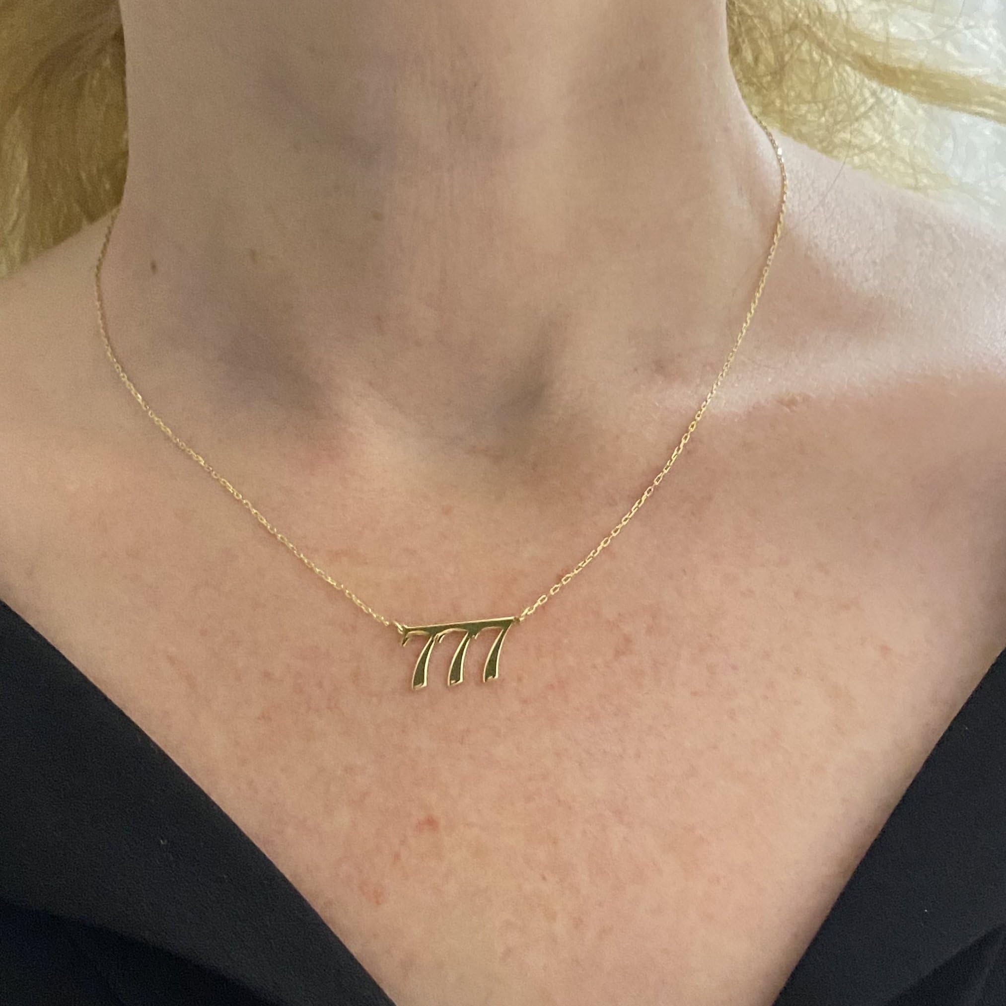 14K Solid Gold Angel Number Necklace - Personalized Birth Year Jewelry Gift for Women, Birthday & Special Occasions