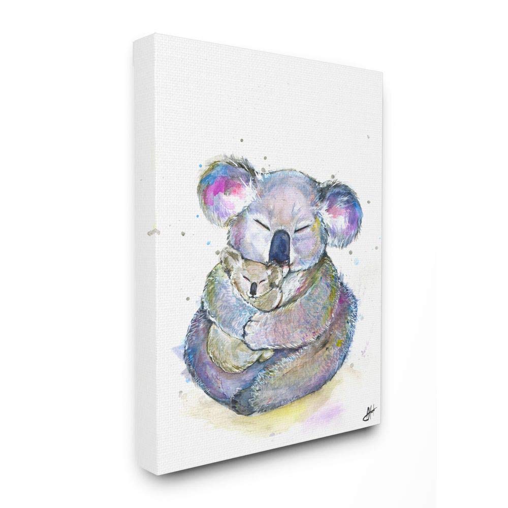 Stupell Industries Colorful Cute Koala Family Animal Watercolor Painting Canvas Wall Art - Multi-Color Home Decor for Living Room, Nursery & Kids Bedroom
