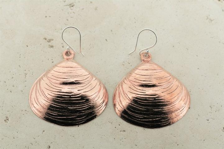Large Copper Pipi Shell Earrings - Handmade Boho Beach Jewelry for Women - Perfect for Summer Vacations, Beach Parties & Boho Fashion