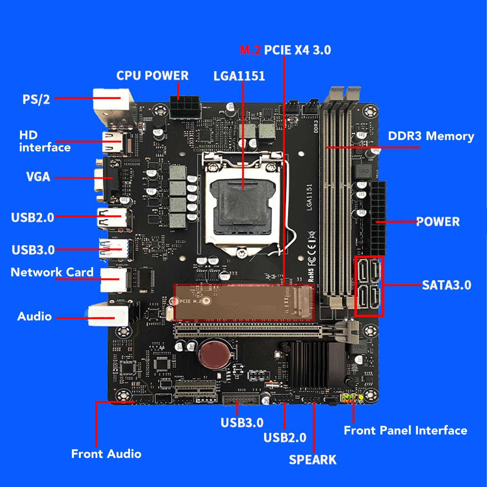 BROLEO Desktop Motherboard Kit with LGA 1151 Socket & PCIe X16 Slot - DIY Computer Build for Gaming, Home Office & Workstation PCs