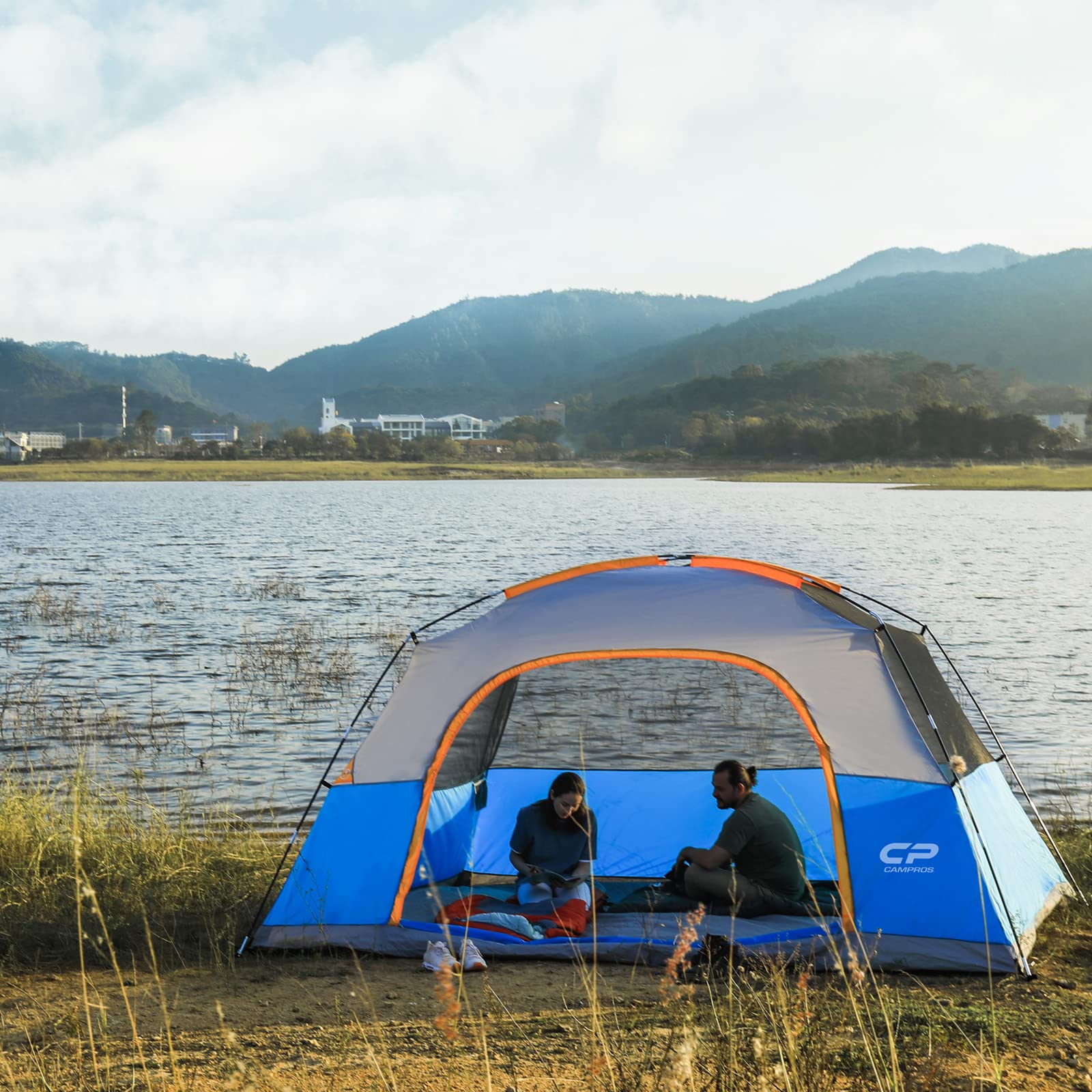 CAMPROS CP Tent - 3/4/6/8 Person Waterproof Camping Tent with Rainfly, Windproof Family Dome Tent, Large Mesh Windows & Wide Door for Easy Setup | Portable with Carry Bag | Perfect for Family Camping, Hiking & Outdoor Adventures