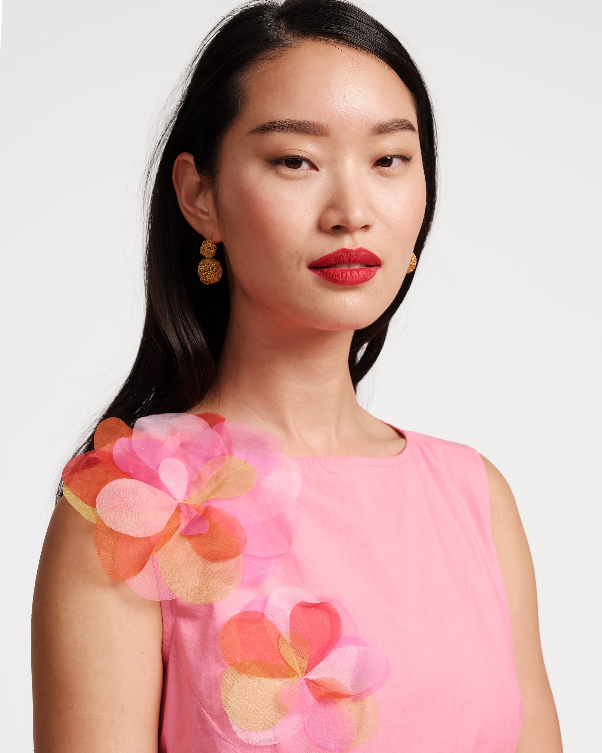 Elegant Pink and Multi-Color Origami Dress for Women – Stylish Floral Print Party & Wedding Guest Outfit