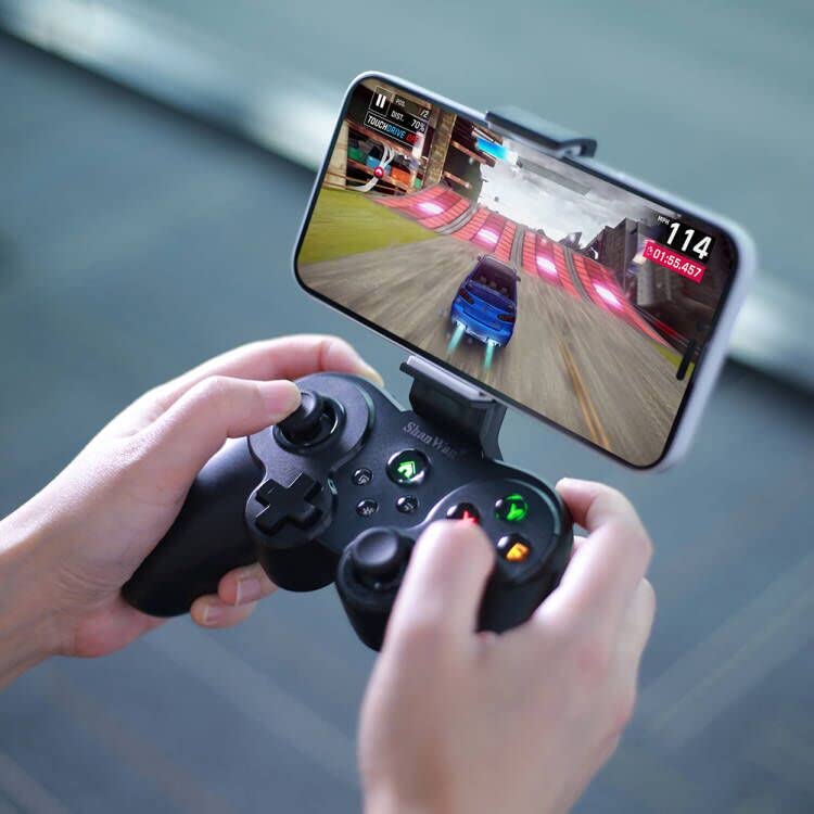 ShanWan Wireless Mobile Game Controller for iPhone & Android - Compatible with PS Remote Play, Xbox Cloud, Steam Link, GeForce Now & MFi Apple Arcade - LED Backlight, Phone Bracket & Long Battery Life - Perfect for Cloud Gaming & Mobile Esports