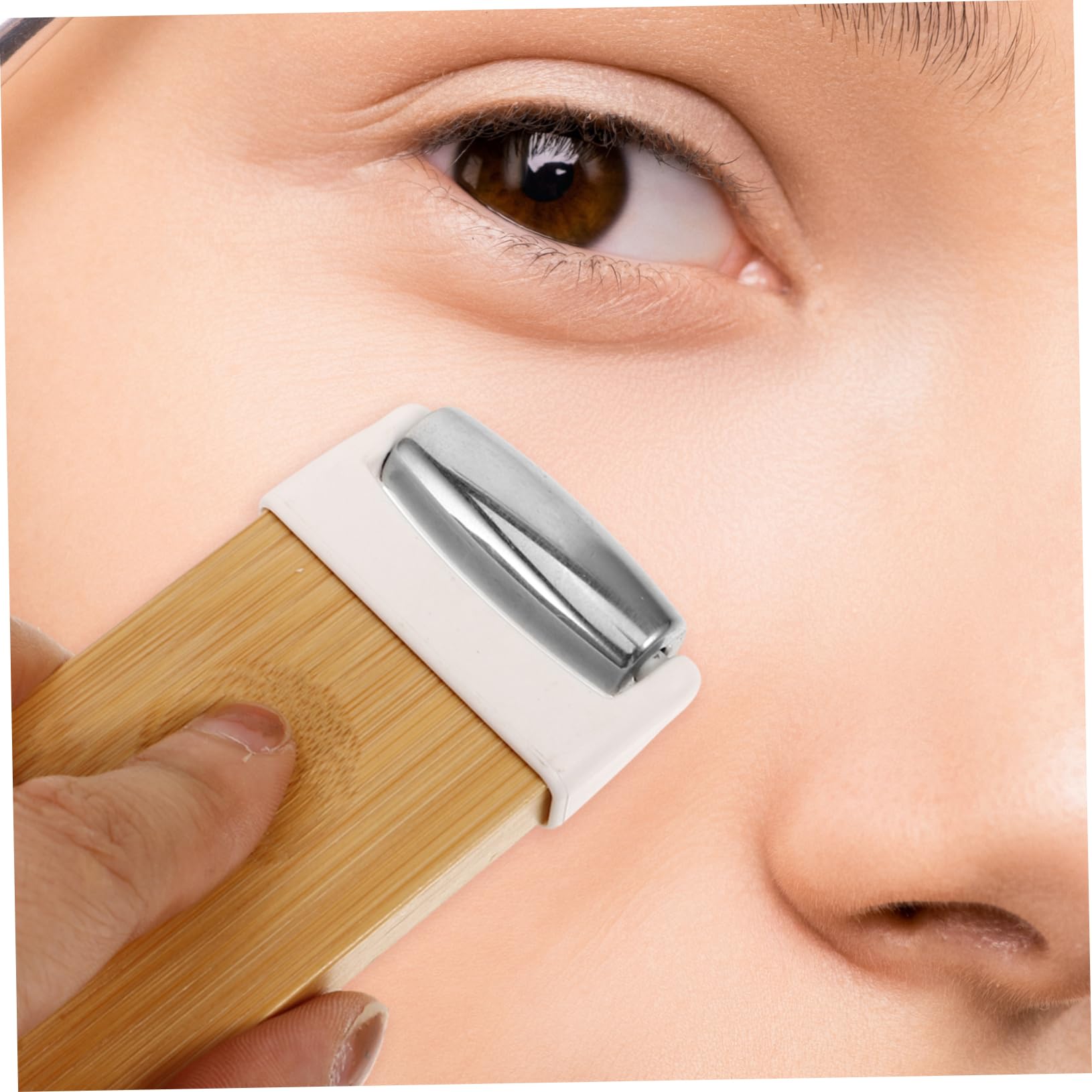 FOMIYES Jade Face Roller & Eye Massager - Stainless Steel Facial Massage Tool for Skin Care, Anti-Aging & Relaxation | Perfect for Home Spa, Morning Routine & Travel Skincare