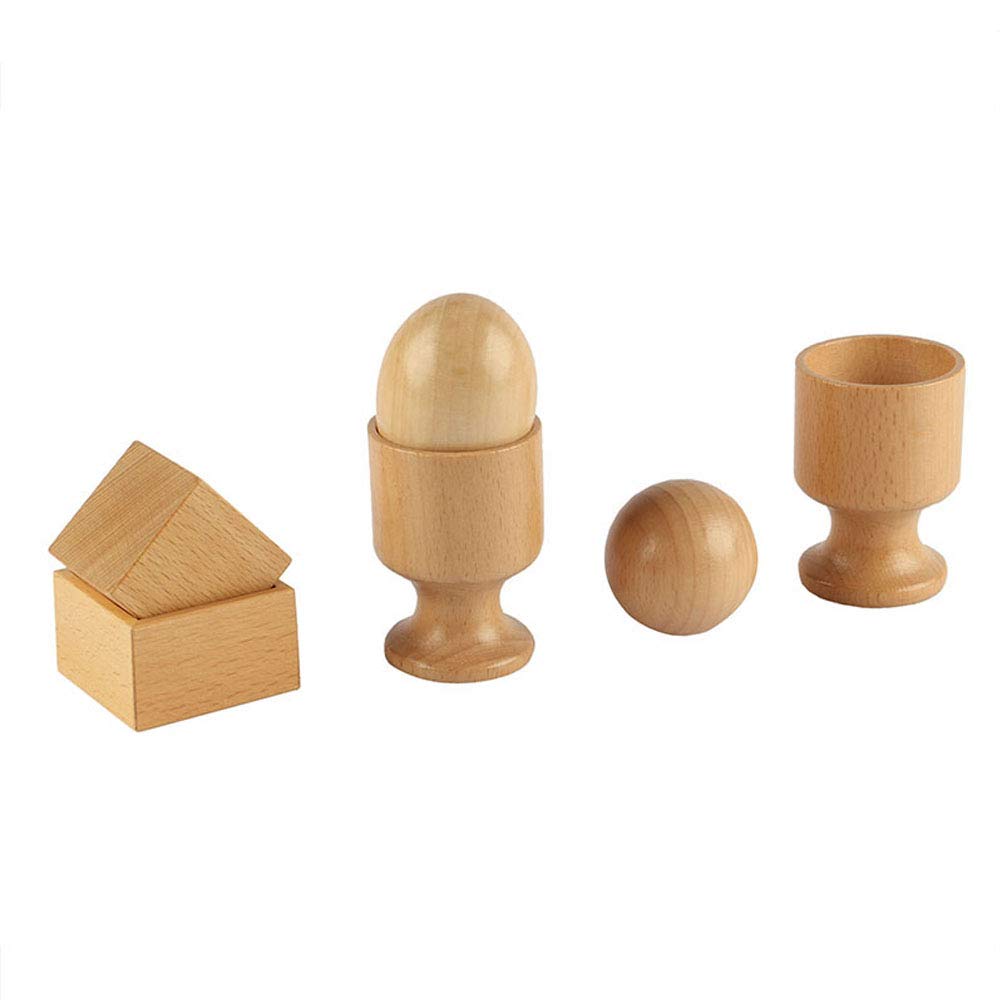 Montessori 3D Object Fitting Exercise Toy Set - Egg, Ball, Cup & Cube with Storage Box - Early Learning Sensorial Materials for Toddlers - Preschool Educational Toys for Basic Life Skills Practice - Perfect for Montessori Classroom or Homeschooling Activities