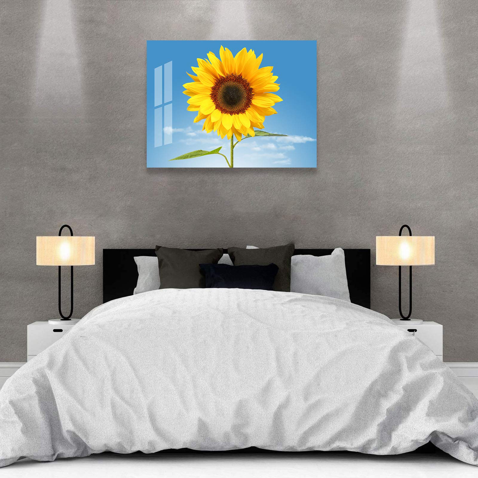 Sunflower Canvas Wall Art - 12x16 Inch Framed Decor for Bedroom & Living Room