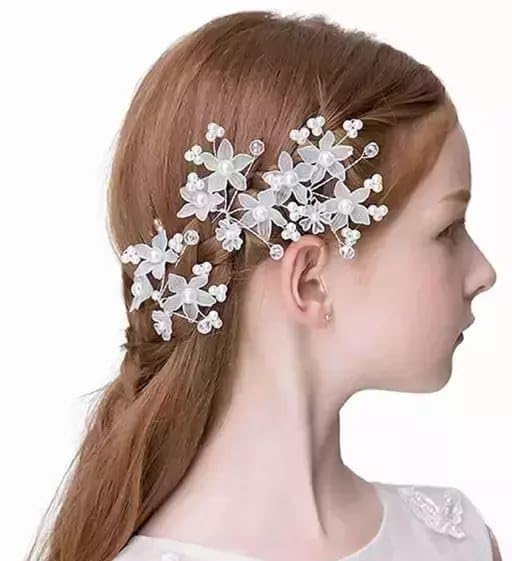 HOC® Pearl Rhinestone Hair Clips for Women - Elegant Hair Barrettes & Hairpins for Wedding, Anniversary, Prom - 3 Pack Silver Hair Accessories for Girls & Women - Perfect for Bridal, Party, and Special Occasions