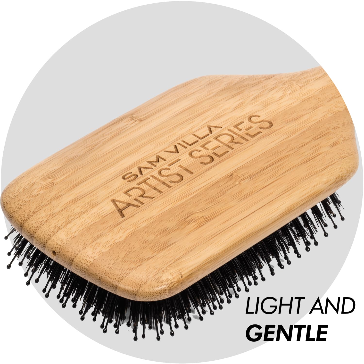Sam Villa Artist Series Wooden Paddle Brush for Smoothing & Polishing Hair - Professional Styling Tool for Salons & Home Use
