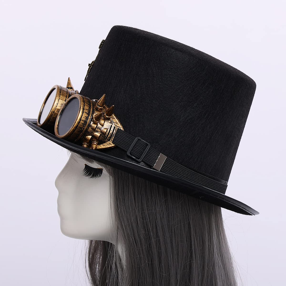 Steampunk Top Hat with Goggles for Women & Men - Victorian Gothic Halloween Costume Accessory - Perfect for Cosplay, Halloween Parties, and Themed Events