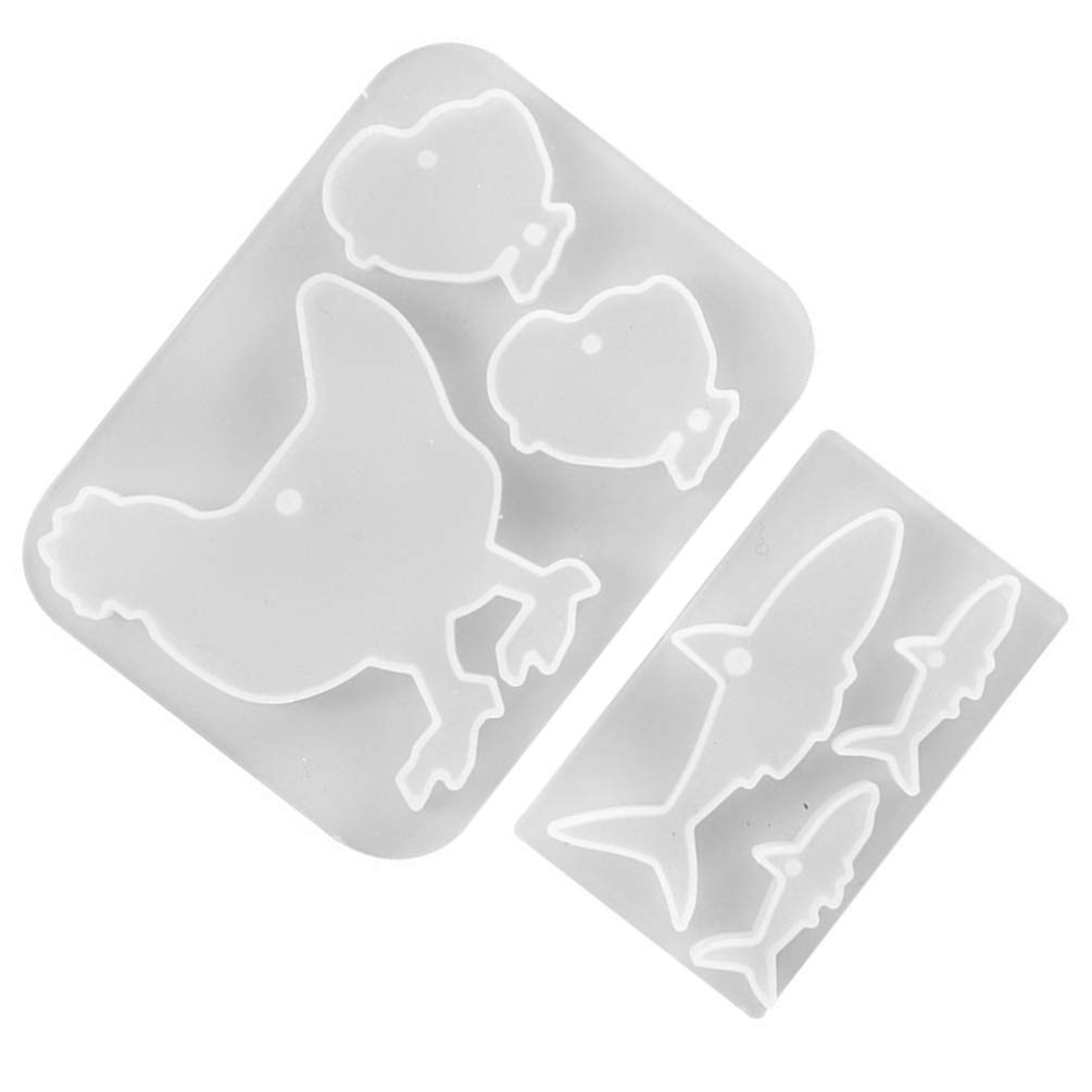 ARTIBETTER 2-Piece Silicone Jewelry Molds - Chicken & Fish Shaped Pendant Molds for DIY Epoxy Resin Casting, Handmade Charm & Tag Making - Perfect for Crafting Unique Resin Jewelry at Home