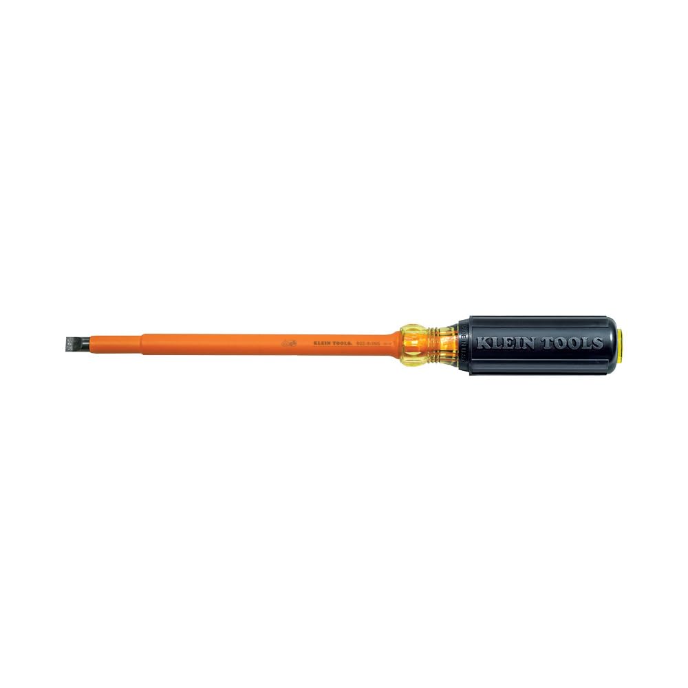Klein Tools 602-8-INS Insulated Screwdriver - 3/8-Inch Cabinet Tip with 8-Inch Shank - Made in USA - Perfect for Electrical Work & DIY Home Repairs