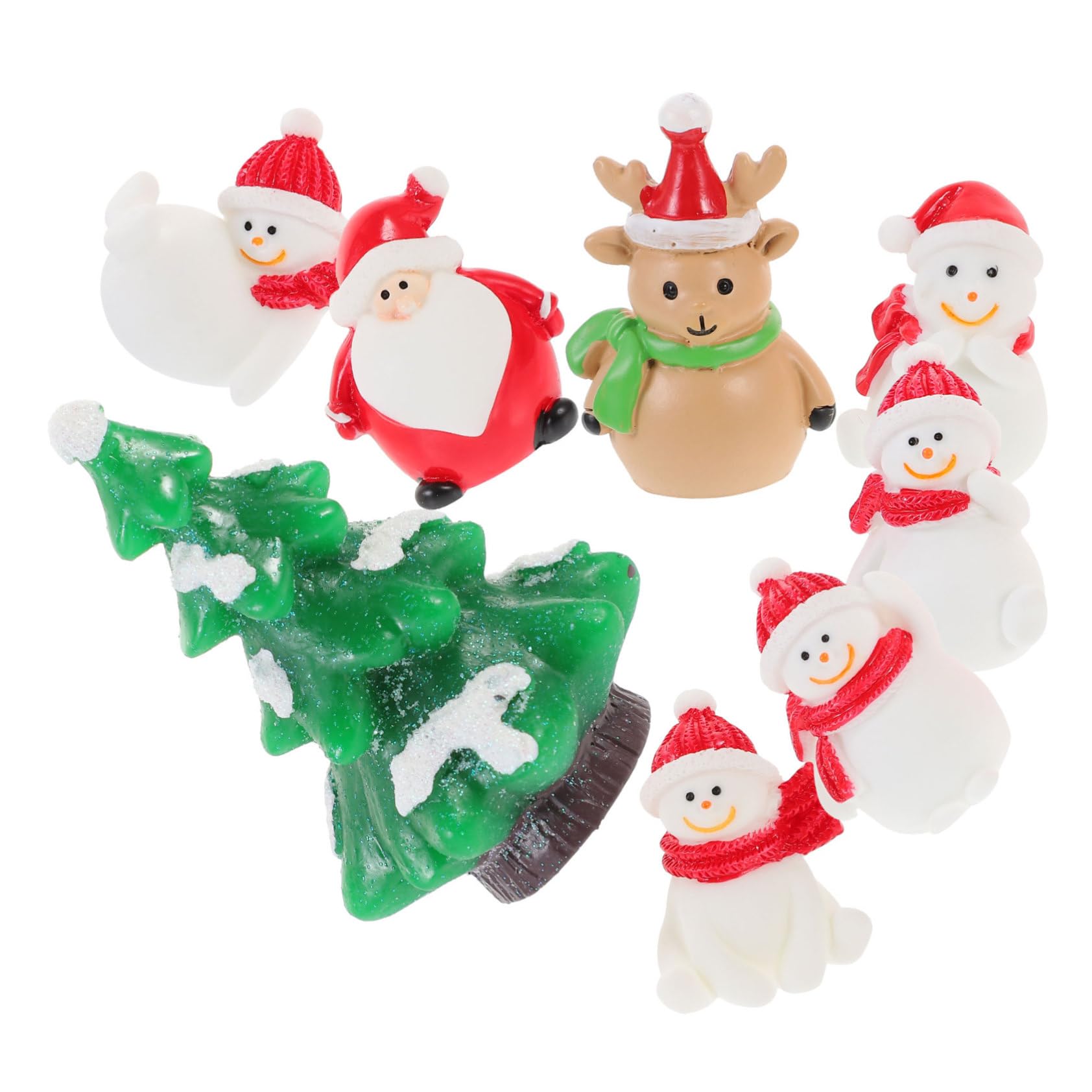 SOLUSTRE 8-Piece Christmas Miniature Ornament Set - Santa & Snowman Landscape Decor, Resin Christmas Tree Accessories for Xmas Party & Home Decoration | Perfect for Holiday Tablescapes, Gift Exchanges & Festive Interior Design