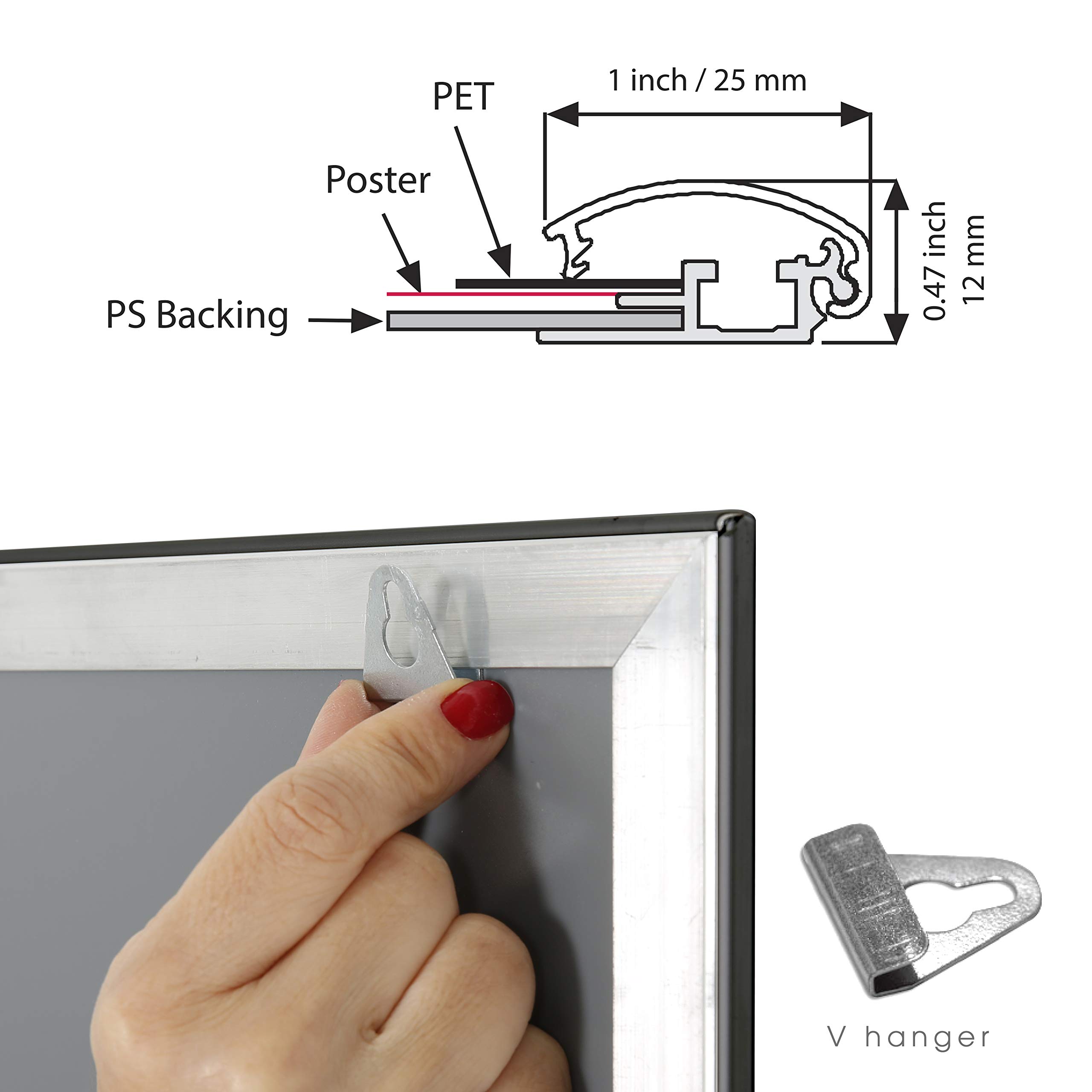 M&T Displays 24x36 Inch Black Aluminum Snap Poster Frame - 1