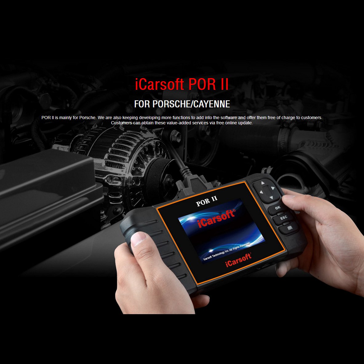 iCarsoft POR-II Porsche OBD2 Scanner Tool - Professional Diagnostic Scan Tool for Porsche Vehicles with ABS, SRS, Engine & Transmission Systems | Perfect for DIY Mechanics & Auto Repair Shops