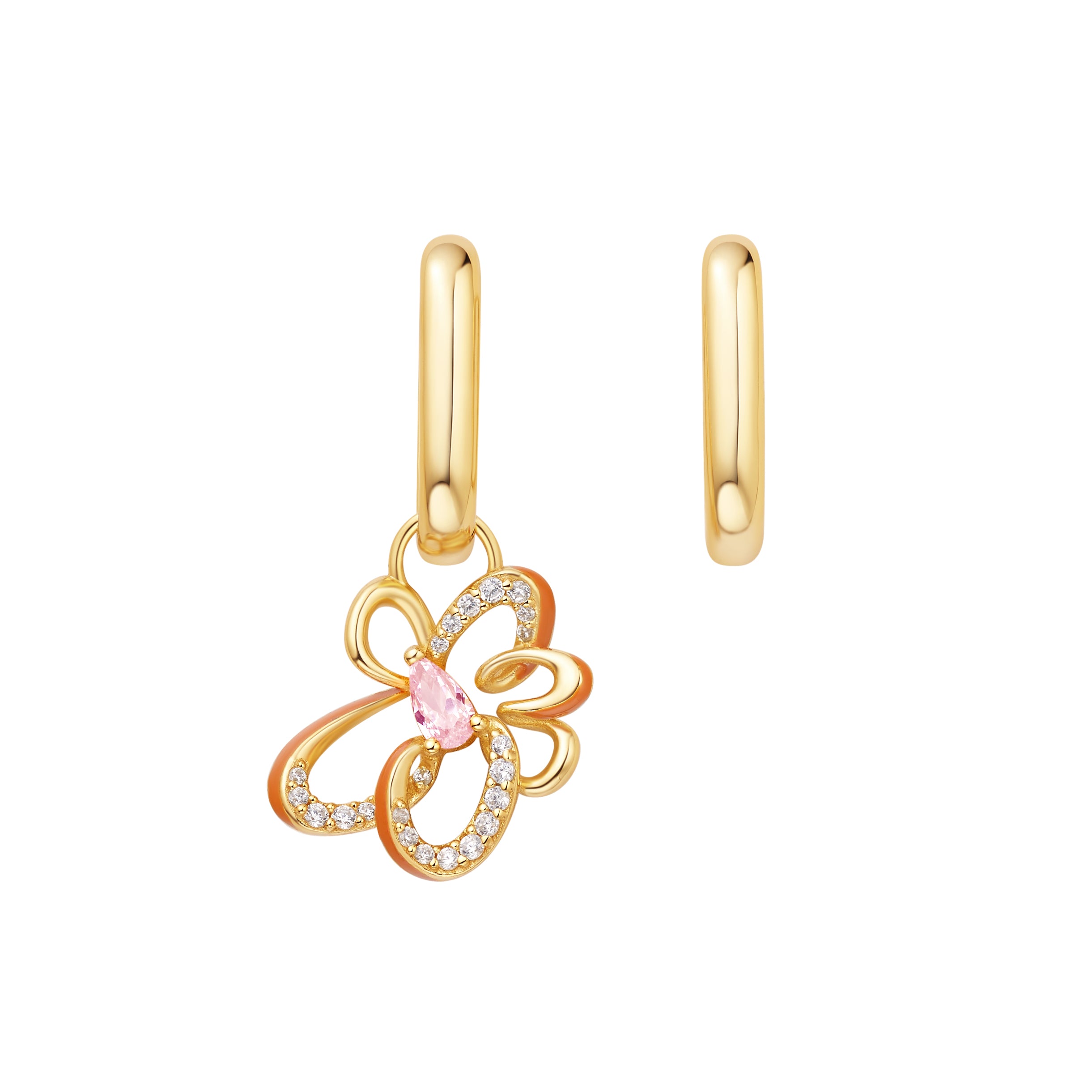 Gold Flower Power Charm Oval Hoop Earrings for Women - Elegant Floral Dangle Earrings for Party, Wedding & Everyday Wear