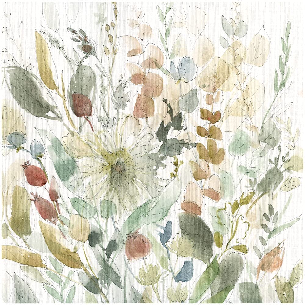 48x48 Inch Botanical Wall Art Canvas - Wildflower Garden Linen Print by Artist Carol Robinson | Bathroom Decor, Bedroom Wall Art, Plant-Themed Home Decor | Perfect for Spa Rooms, Living Rooms & Office Spaces