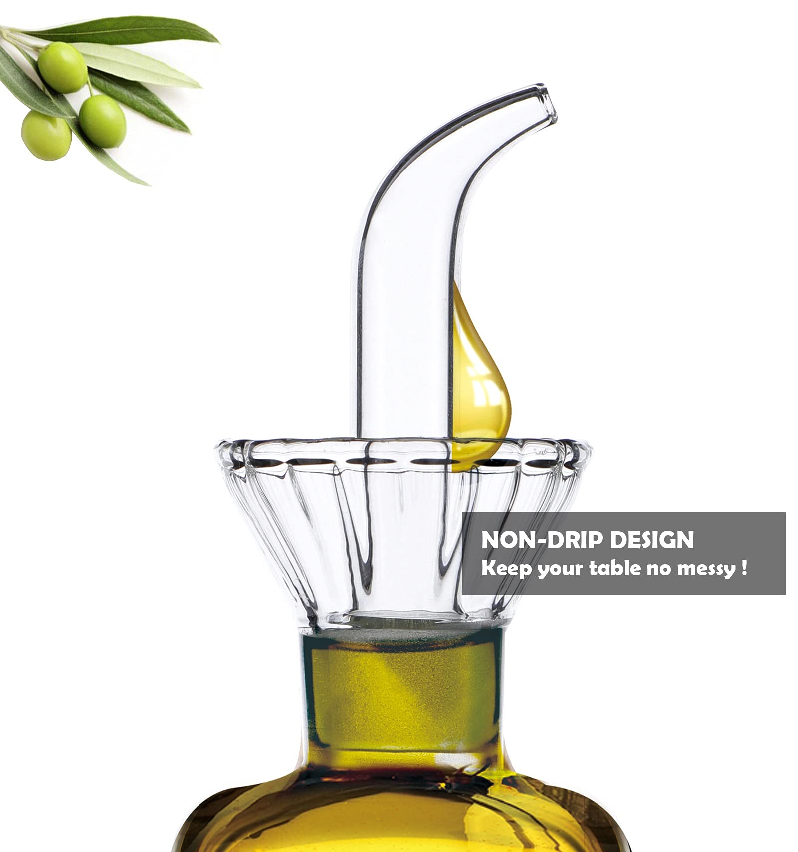 HAIZEEN 9 oz/250 ml Leakproof Glass Cruet - Premium Olive Oil Dispenser Bottle for Kitchen, Salad Dressing & BBQ - Durable Oil Decanter for Cooking, Baking & Grilling