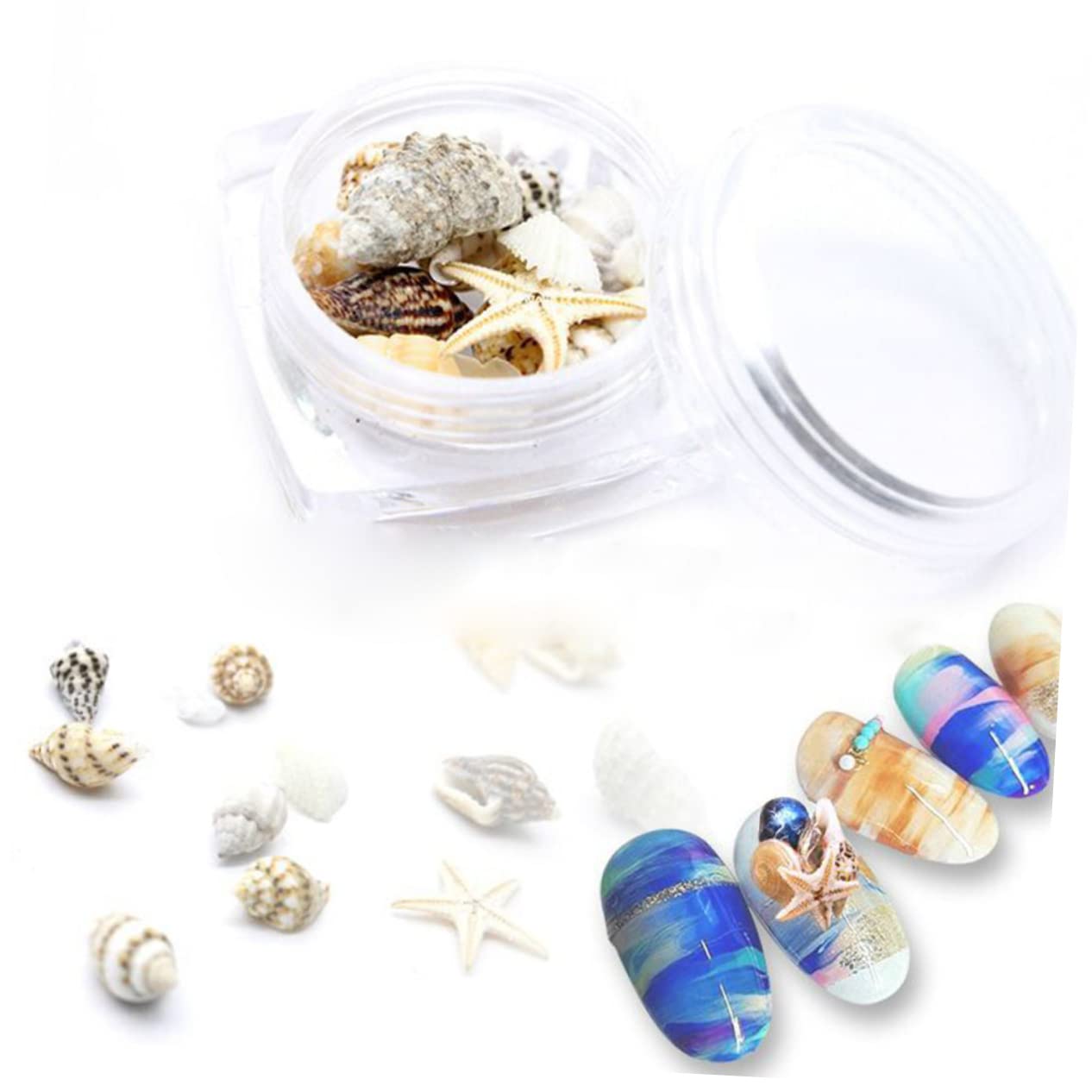 Minkissy 1 Box 3D Nail Embellishments - Ocean Theme Nail Decorations, Conch Shells & Sea Ornaments for DIY Manicure, Nail Art Stickers - Perfect for Beach Parties, Summer Nails, and Creative Nail Designs