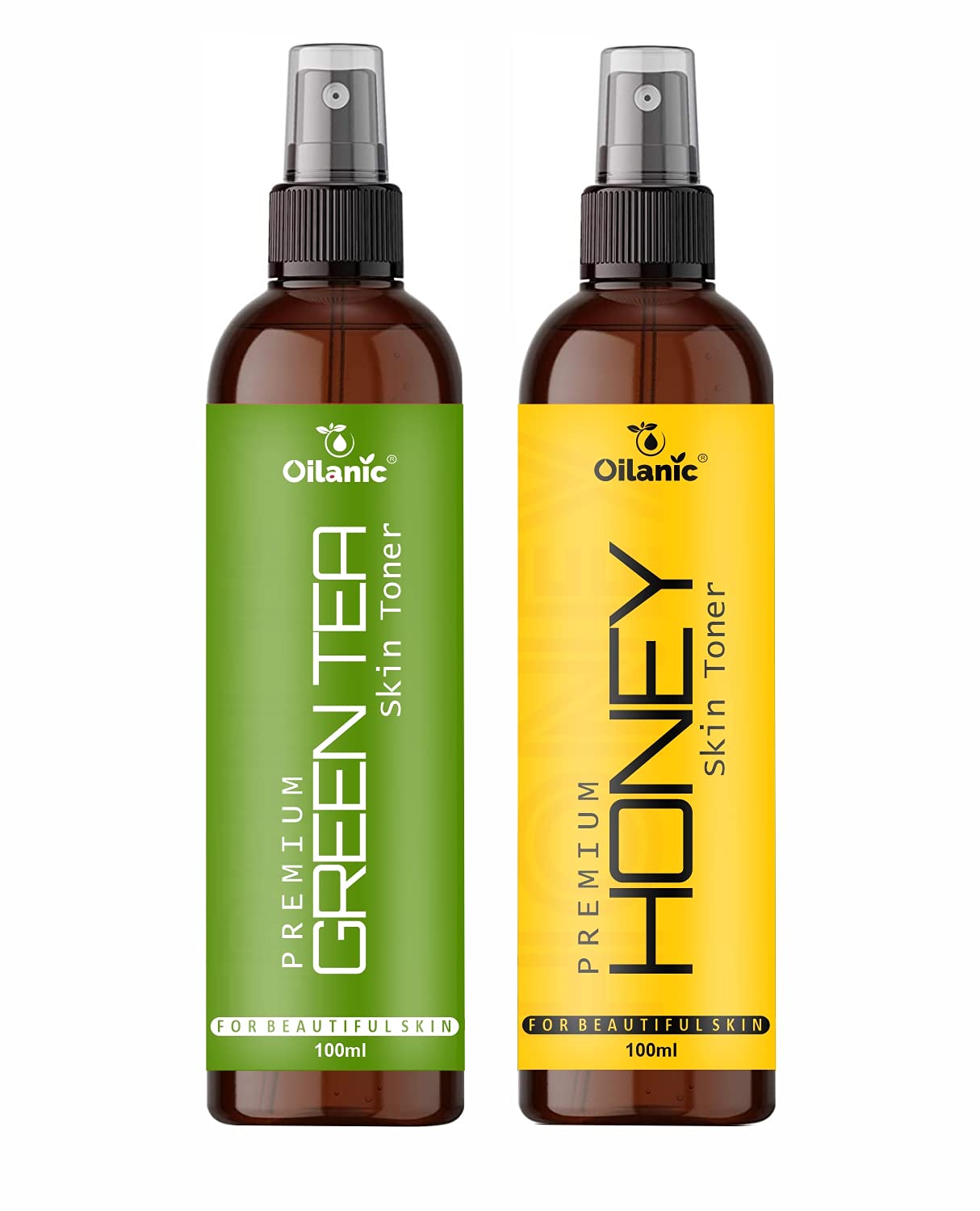 Oilanic Premium Green Tea & Honey Face Toner for Men & Women - Hydrating, Soothing & Refreshing - 2 x 100ml (200ml Total) - Perfect for Daily Skincare Routine & Post-Shave Care