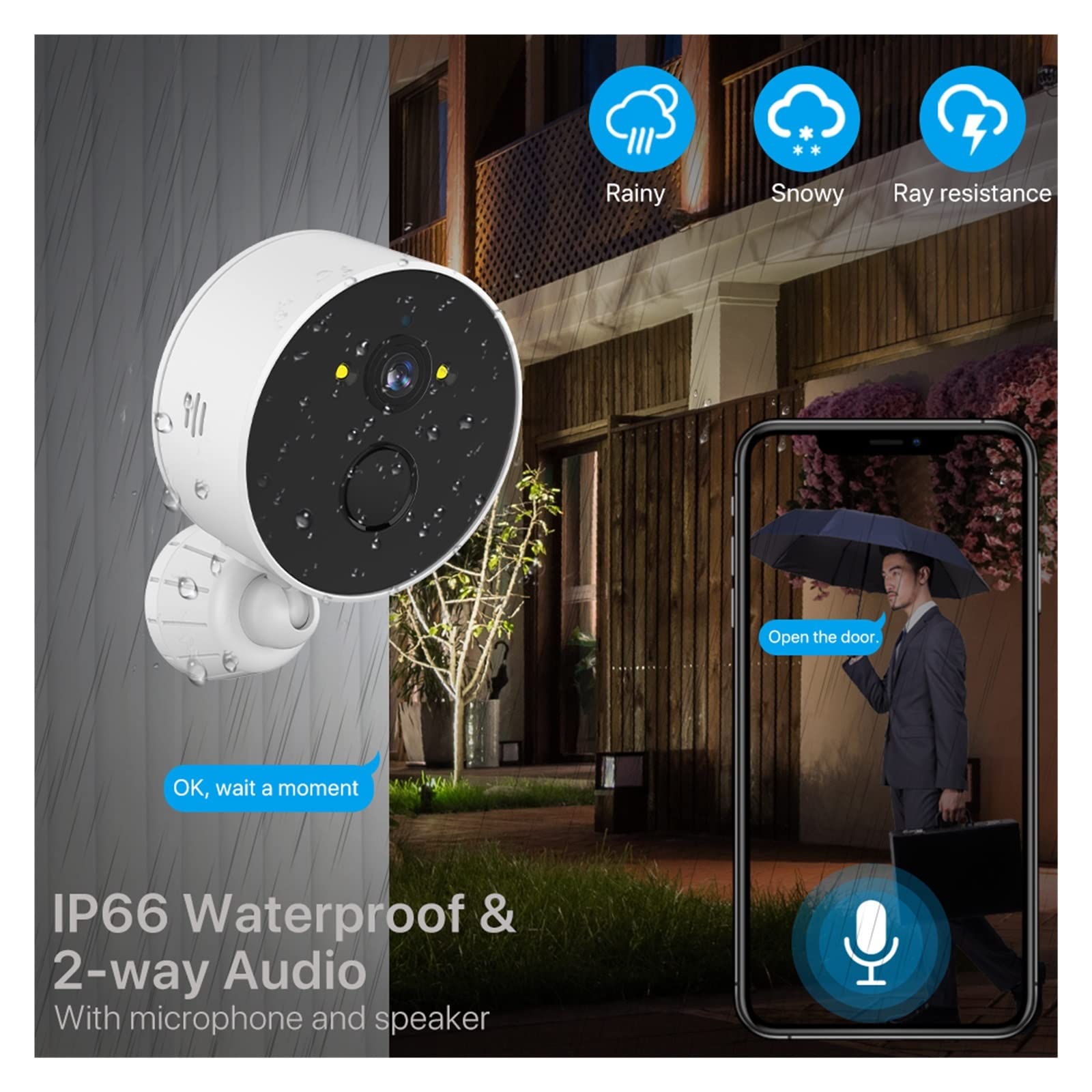 Solar Security Camera 1080P HD - Wireless Outdoor WiFi Camera with PIR Motion Detection, 2-Way Audio, Cloud Storage & 128GB SD Card - Weatherproof Battery Powered Surveillance for Home, Yard & Business Security