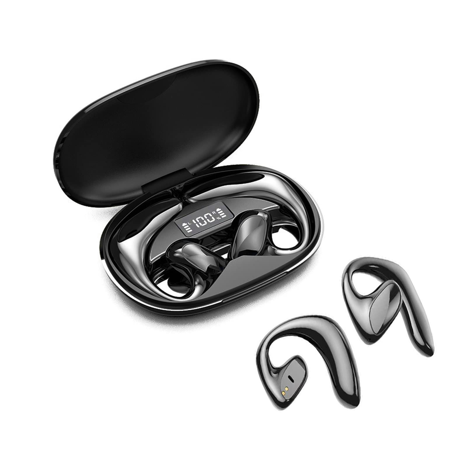 Open Ear Wireless Bluetooth Bone Conduction Headphones with Mic - Sweatproof Sports Earbuds for Running, Cycling & Workouts | Comfortable Over-Ear Hook Design for Gym, Jogging & Outdoor Activities