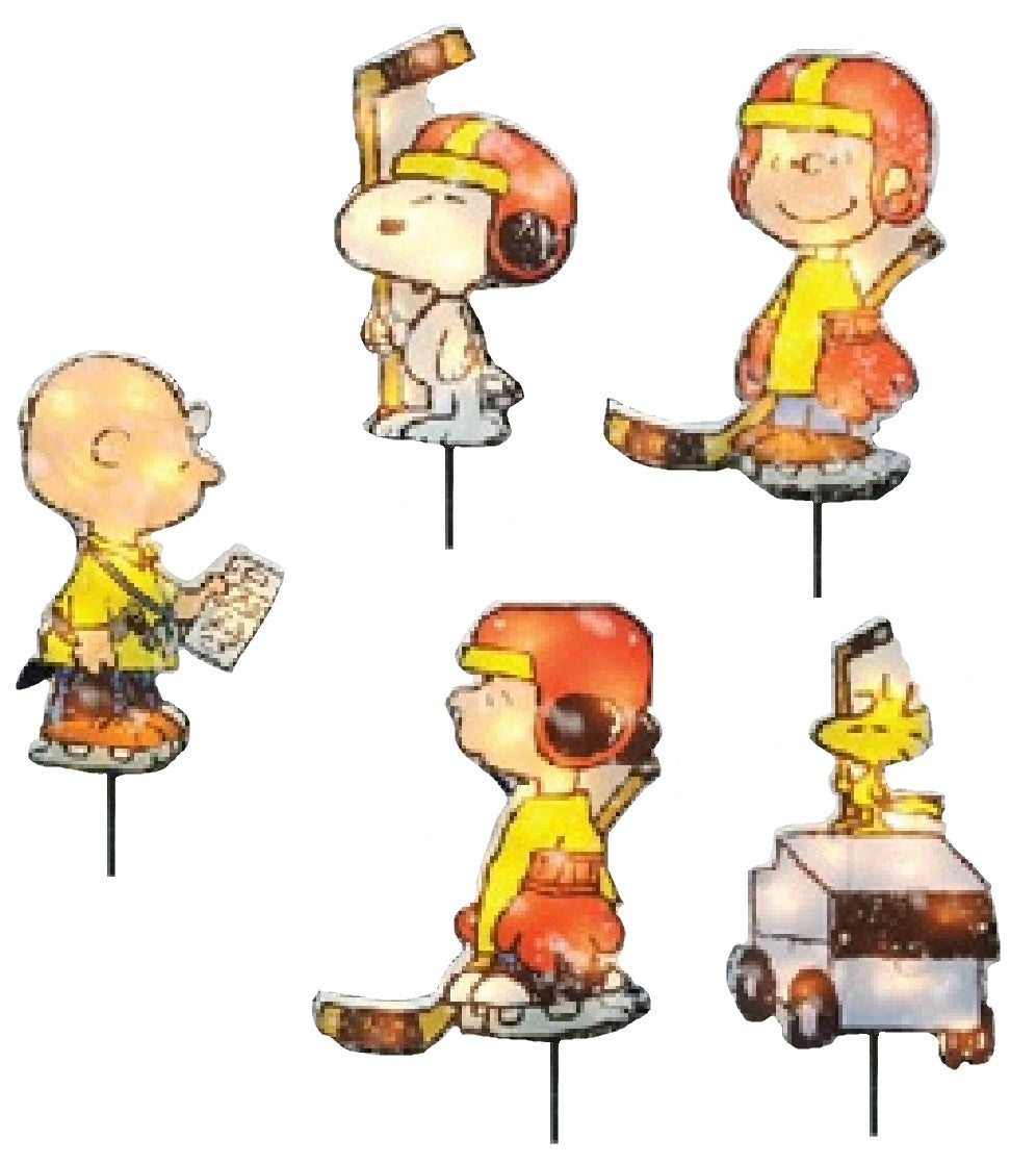 26-Piece Peanuts Hockey Players Pathway Markers Set (5 Sets) - Perfect for Garden Decor, Sports Themed Parties & Outdoor Pathway Lighting