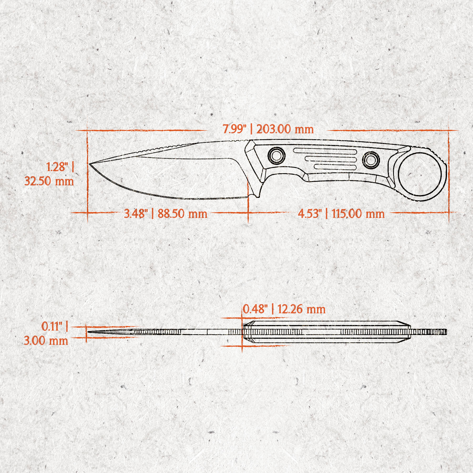 Fullback Fixed Blade Knife - 3.48