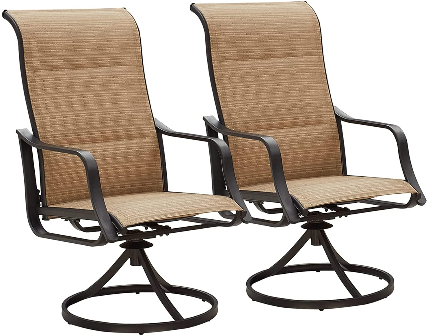 LOKATSE HOME 2-Piece Patio Dining Chair Set - Swivel Outdoor Chairs with Textilene Fabric & Sturdy Metal Frame in Beige - Perfect for Backyard, Garden, and Poolside Relaxation