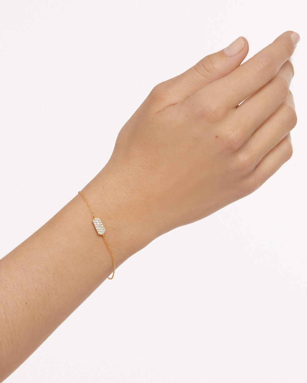 GRID Icy Gold Bracelet for Women - 14K Gold Plated Cubic Zirconia Tennis Bracelet - Elegant Jewelry Gift for Birthday, Anniversary, Valentine's Day - Perfect for Parties, Weddings & Special Occasions