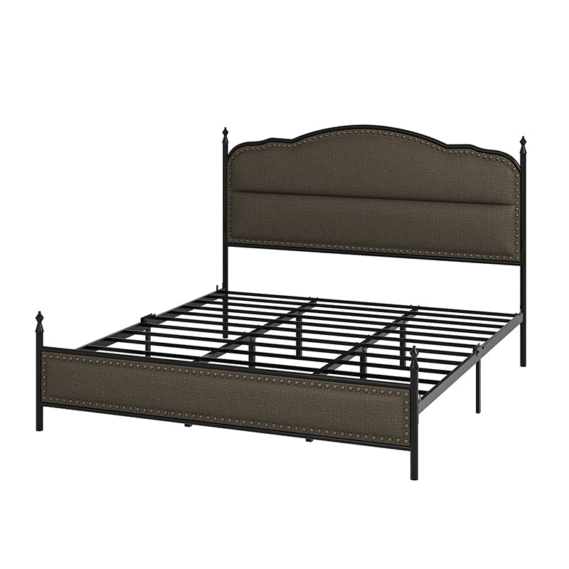 Ernesto 61 Industrial King & Queen Size Platform Bed Frame - Modern Metal & Wood Design for Bedroom, Guest Room, Loft or Studio Apartment