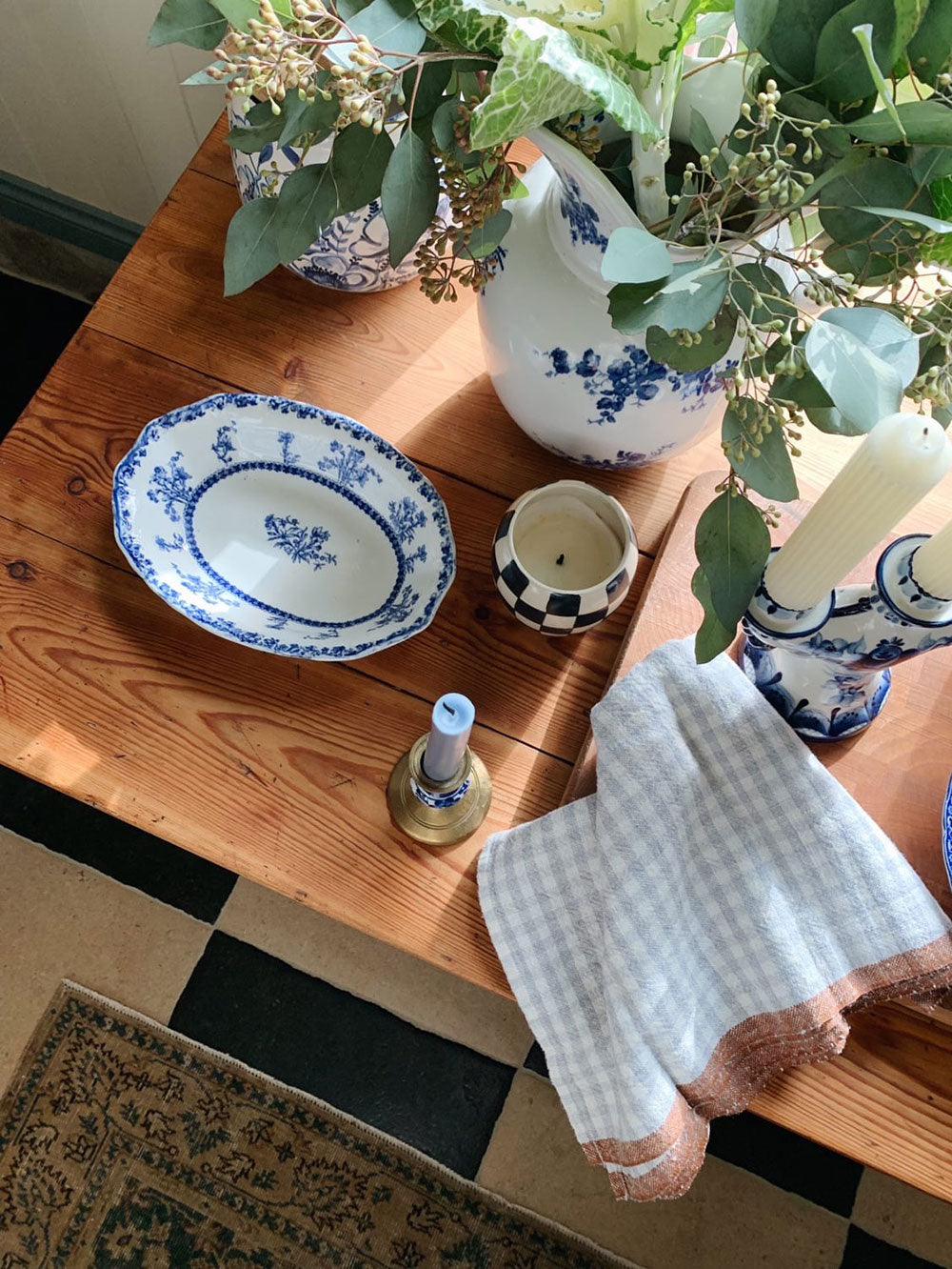 Premium Gingham Linen Dish Towels - Set of 2, Dusty Blue - Absorbent & Quick-Drying Kitchen Towels for Dishes, Glassware & Countertops - Perfect for Farmhouse, Rustic & Modern Kitchens