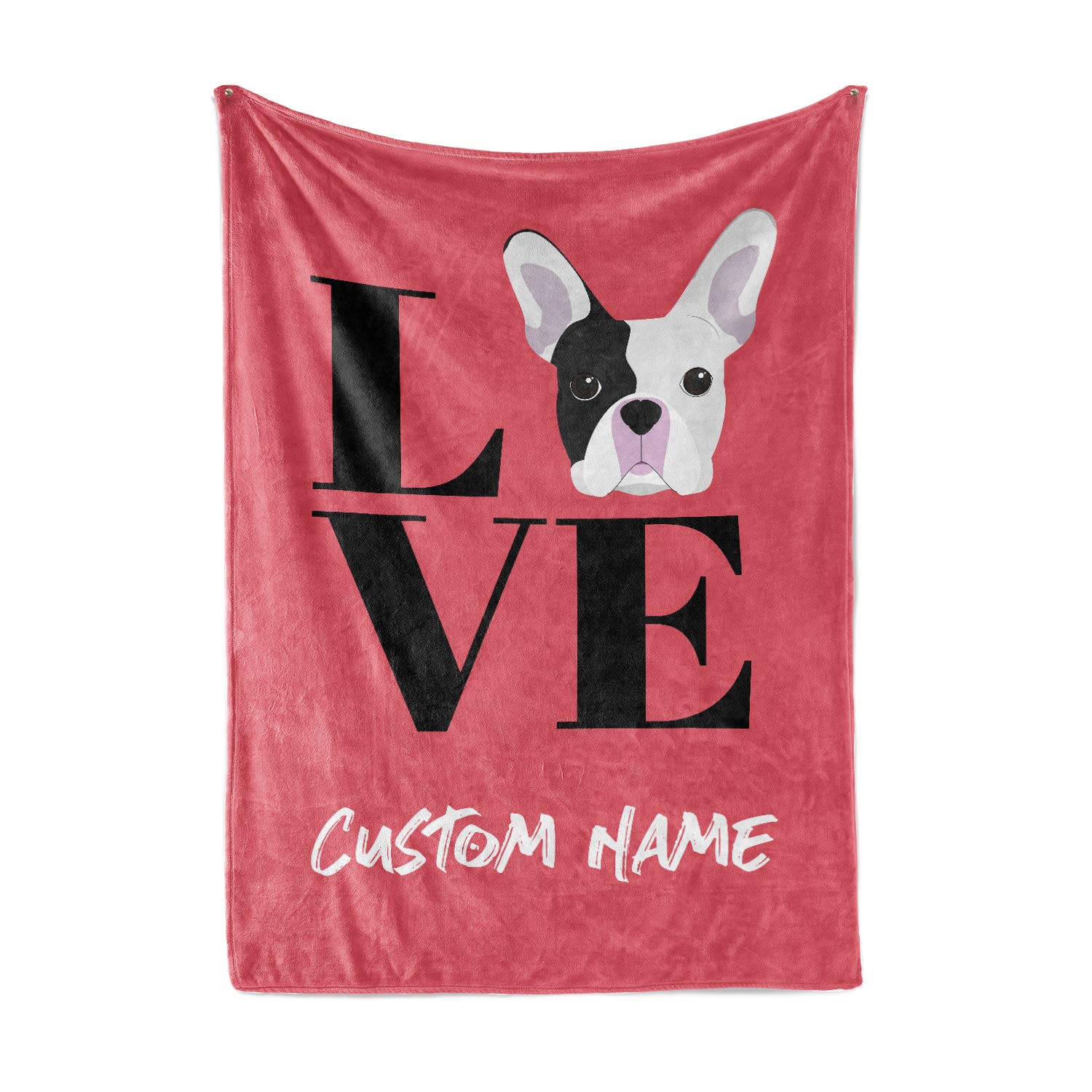 Personalized French Bulldog Fleece Throw Blanket with Custom Name - Lightweight & Snuggly Dog Blanket for Frenchie Lovers | Perfect Gift for Pet Parents, Kids & Family Cuddle Time | Home Decor, Sofa Lounging & Pet Photo Props