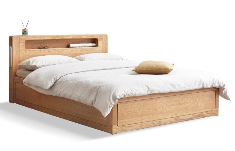 Premium Oak Solid Wood Luminous Box Bed - Durable Nightstand with Glow-in-the-Dark Features for Bedroom, Guest Room, and Kids Room Decor