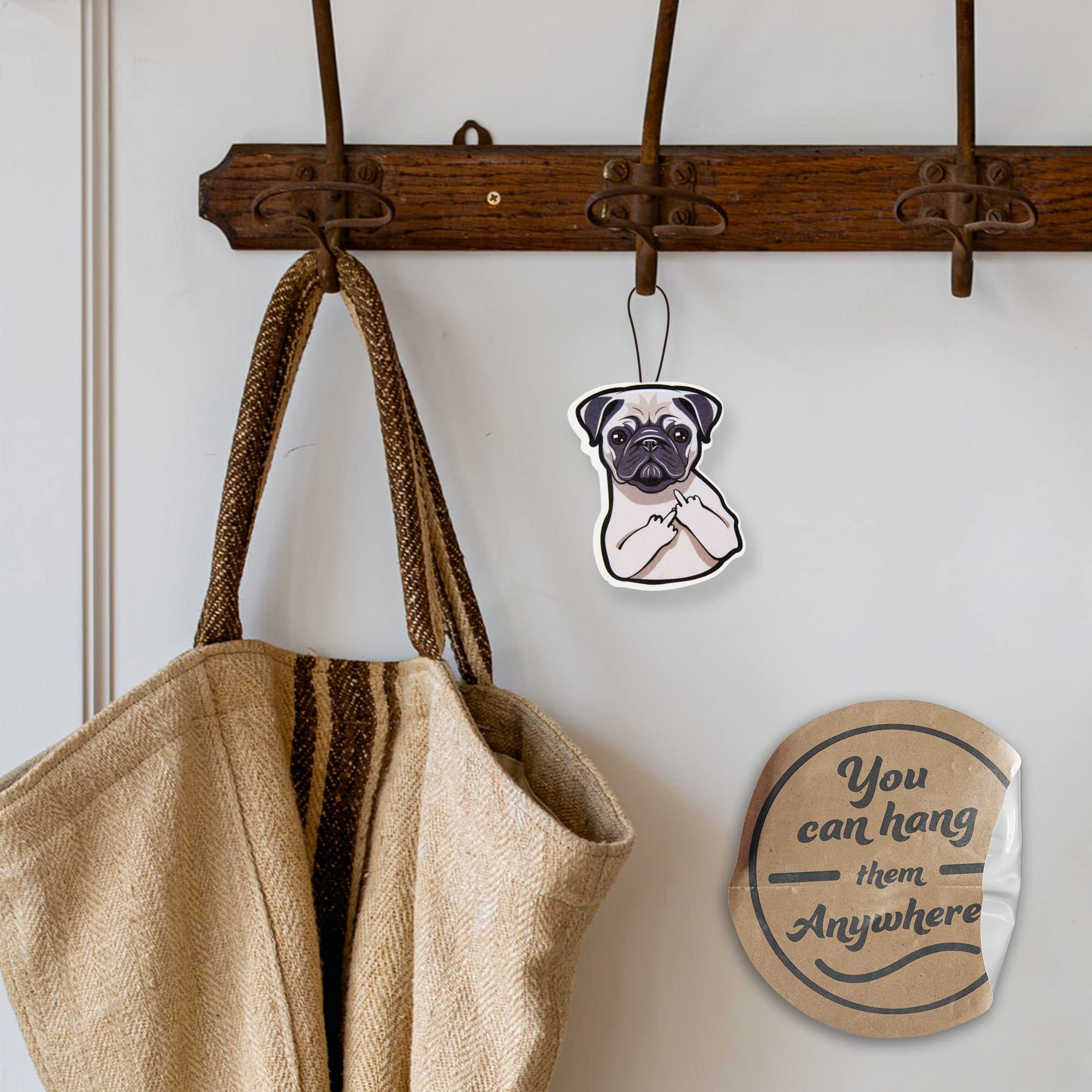 Pug Scented Dog Car Air Freshener with Essential Oils - 3 Pack | Natural Odor Eliminator for Cars, Home & Office | Fresh Fresheners Brand